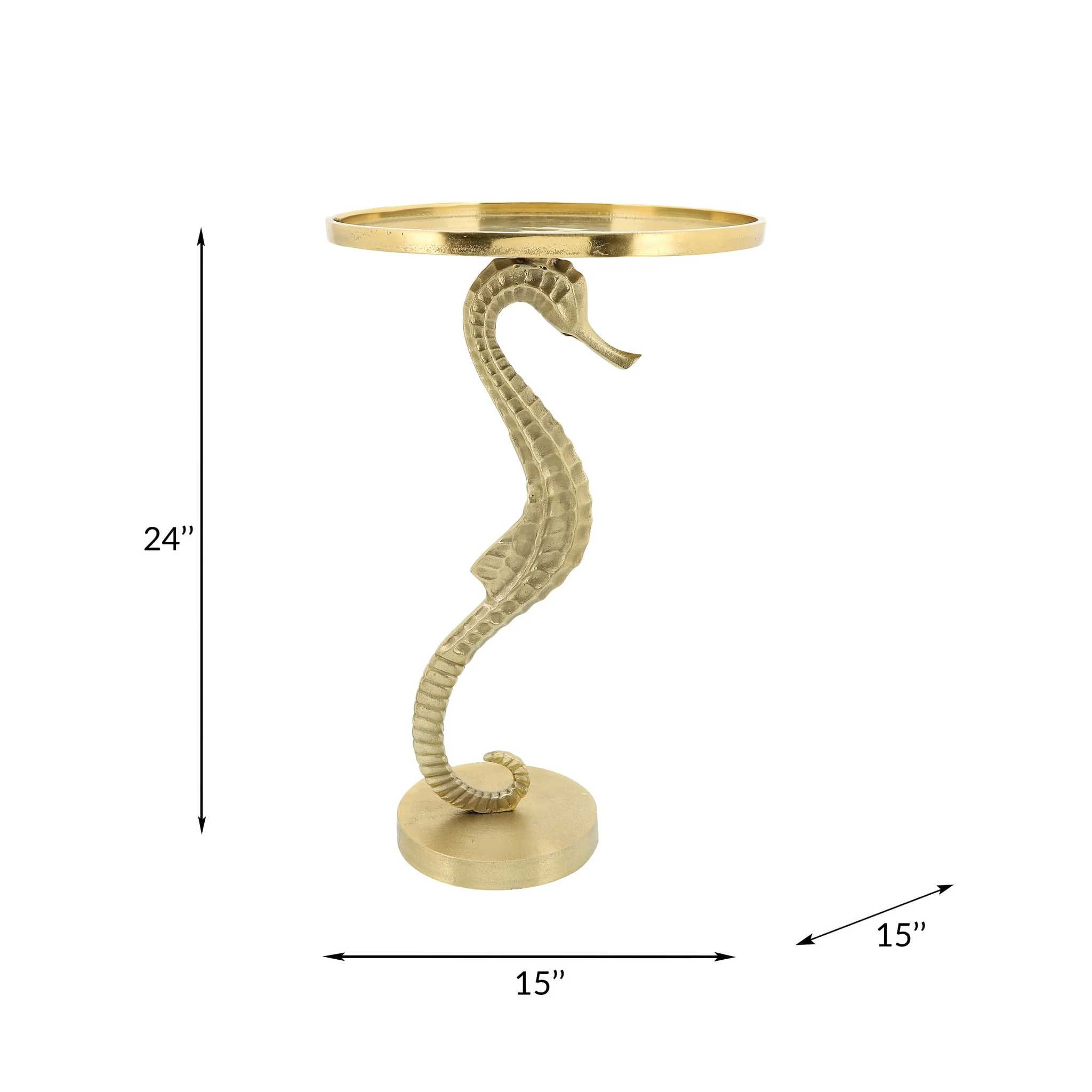 Metal, 25" Seahorse Side Table, Gold Kd - Image 8