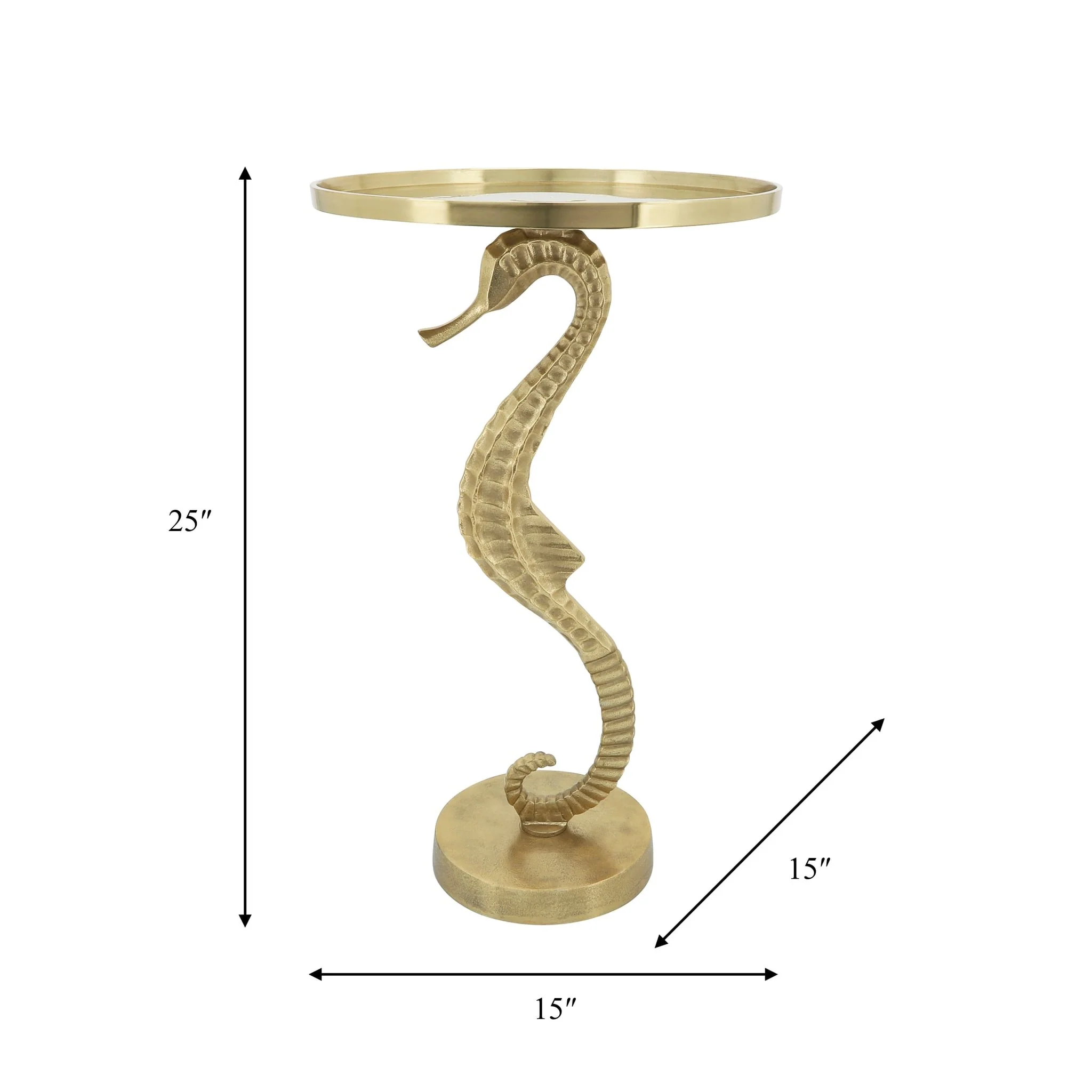 Metal, 25" Seahorse Side Table, Gold Kd - Image 9