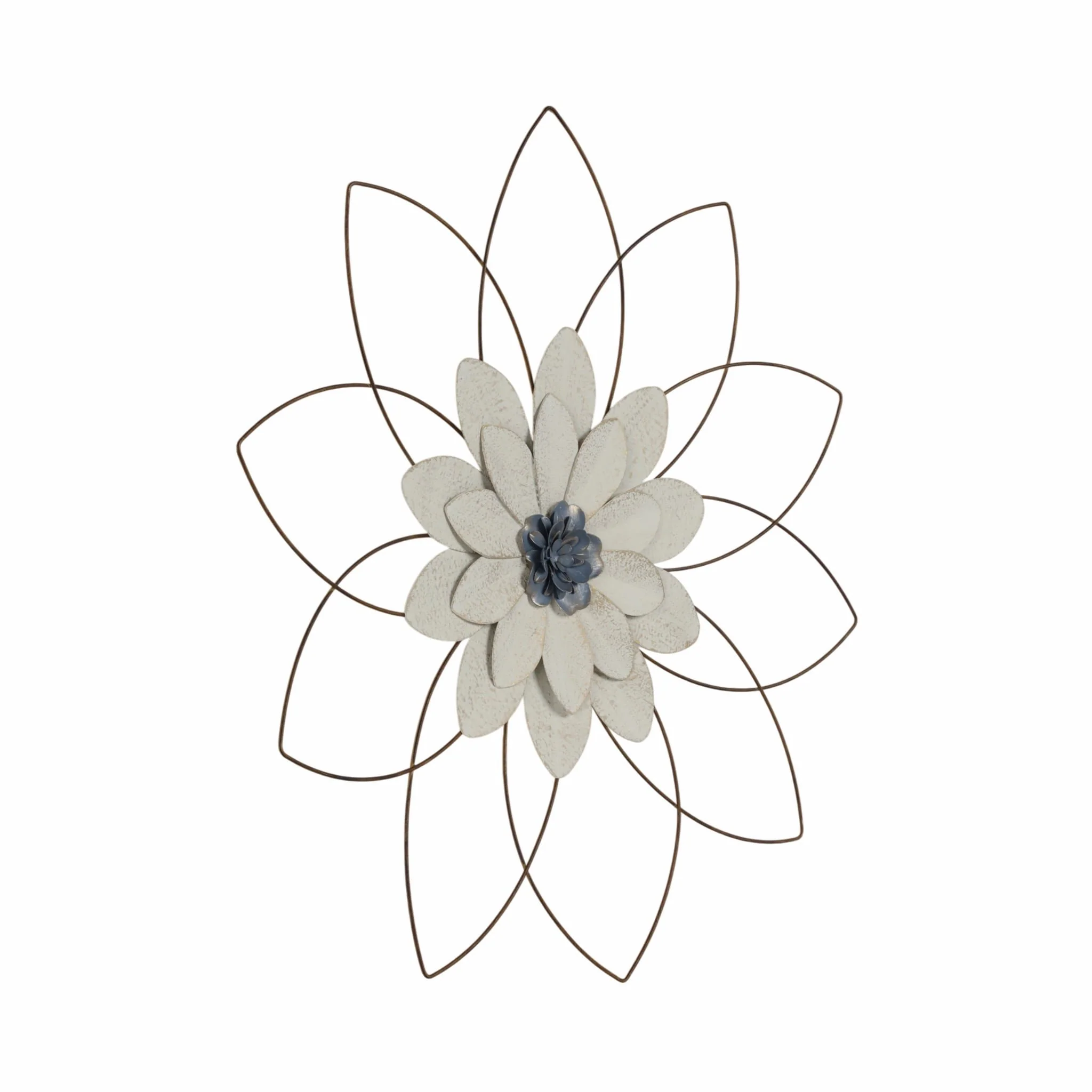 Metal 25" Wall Flower, White/blue, Wb - Image 2
