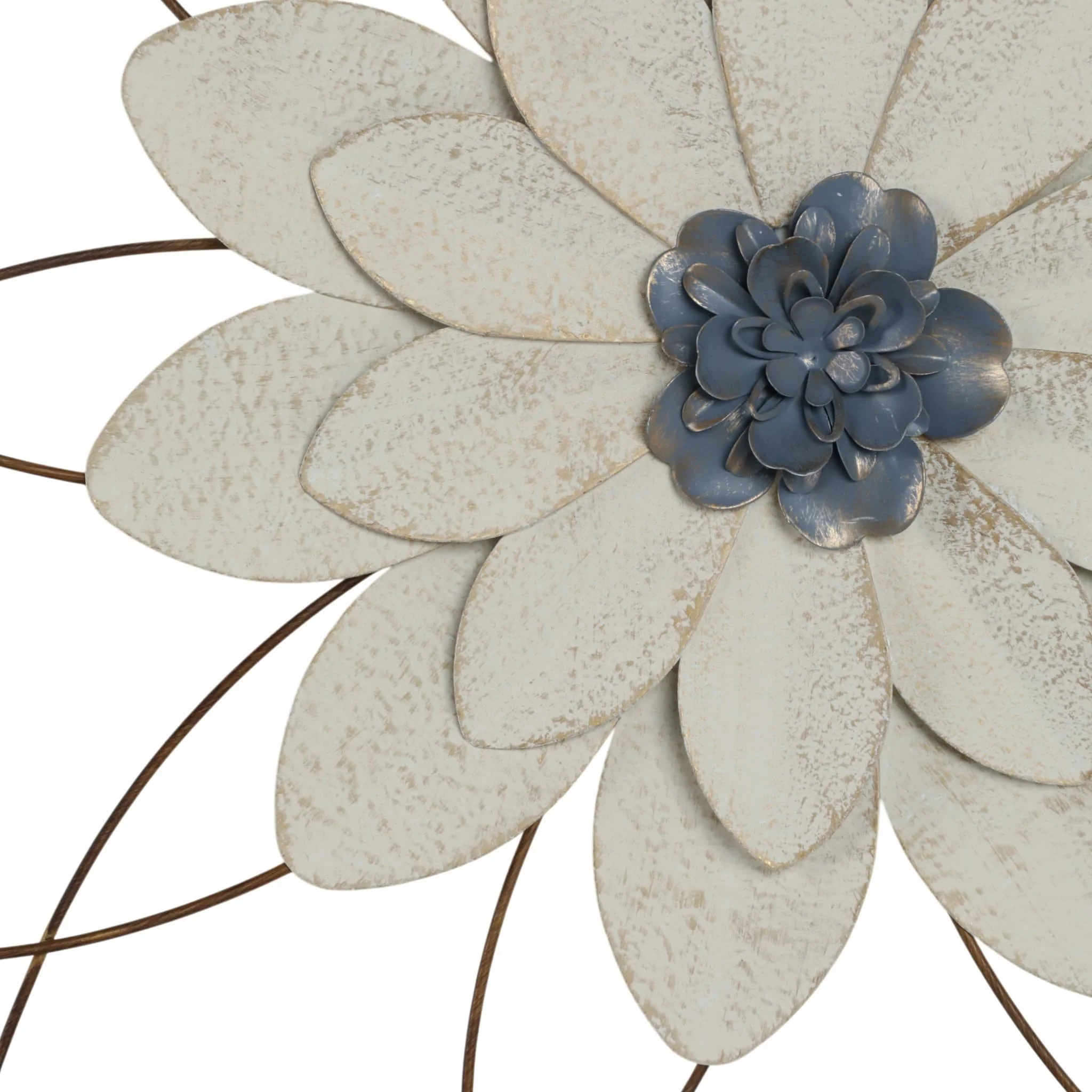 Metal 25" Wall Flower, White/blue, Wb - Image 4