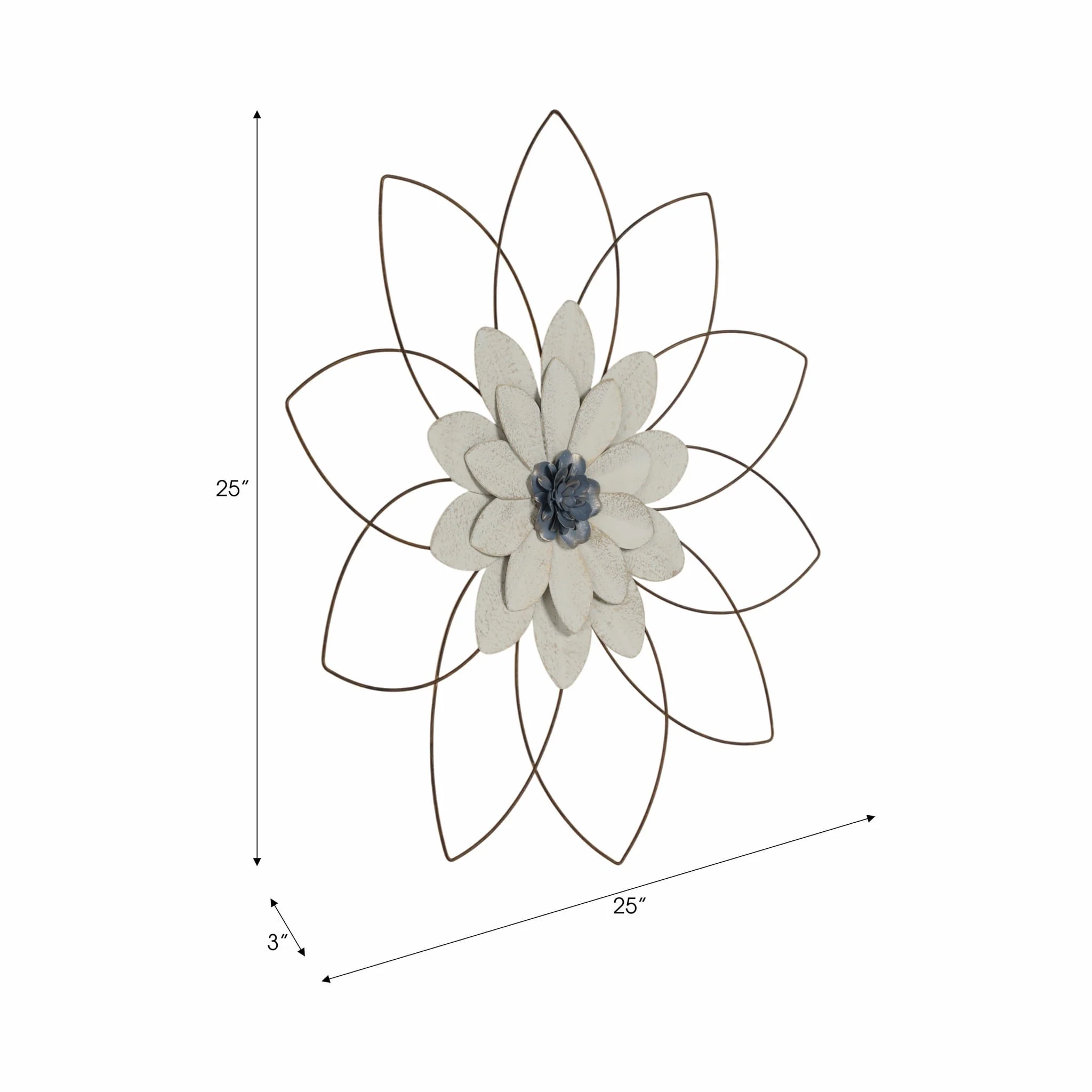Metal 25" Wall Flower, White/blue, Wb - Image 7