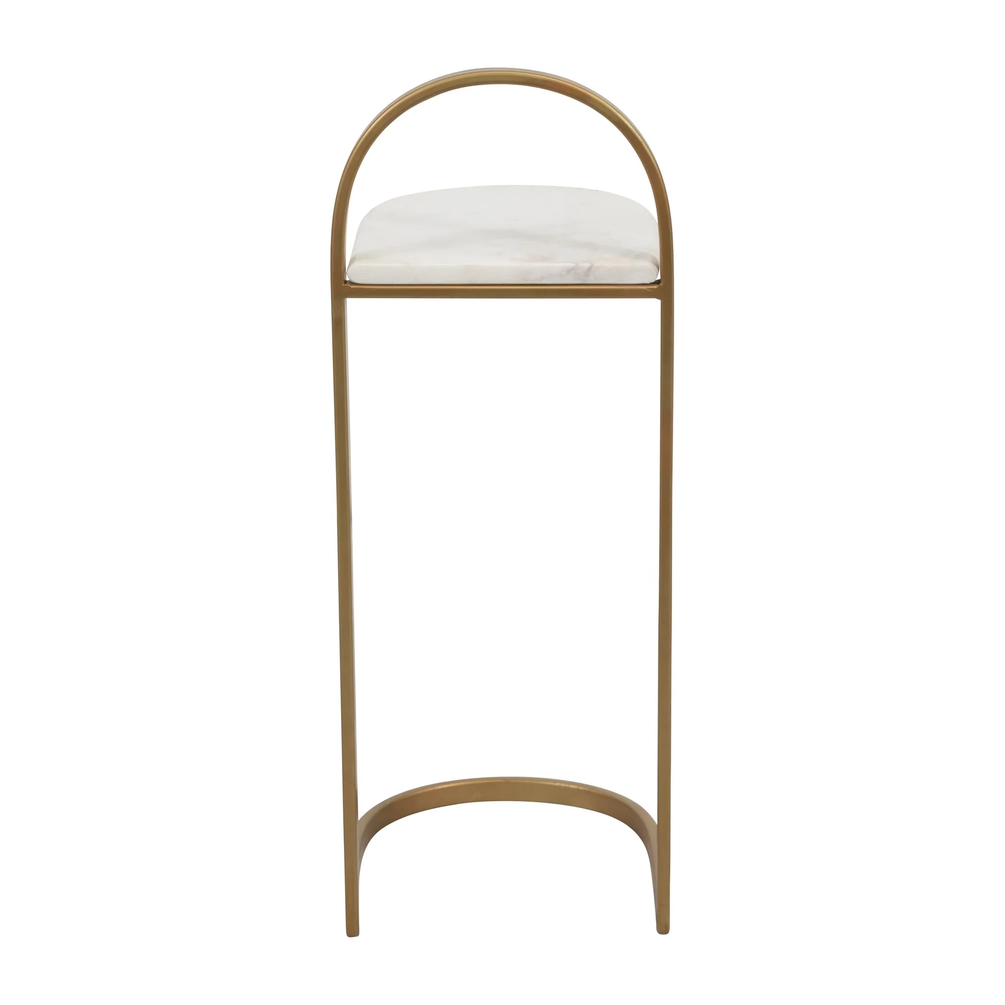 Metal, 26" C-table Marble Top, Gold - Image 4