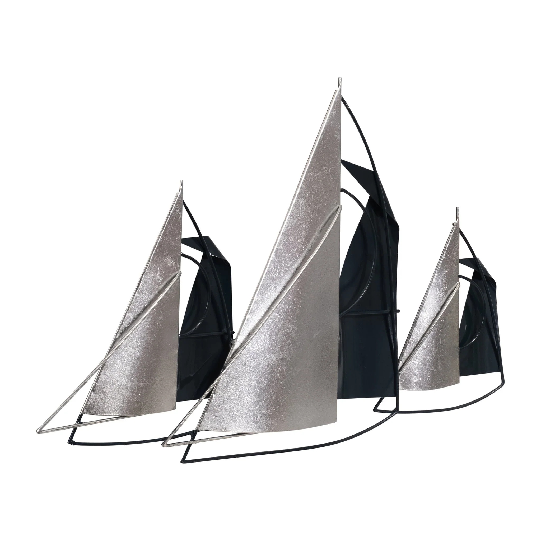 Metal, 26" Sailboats Wall Decor, Blue/silver - Image 2