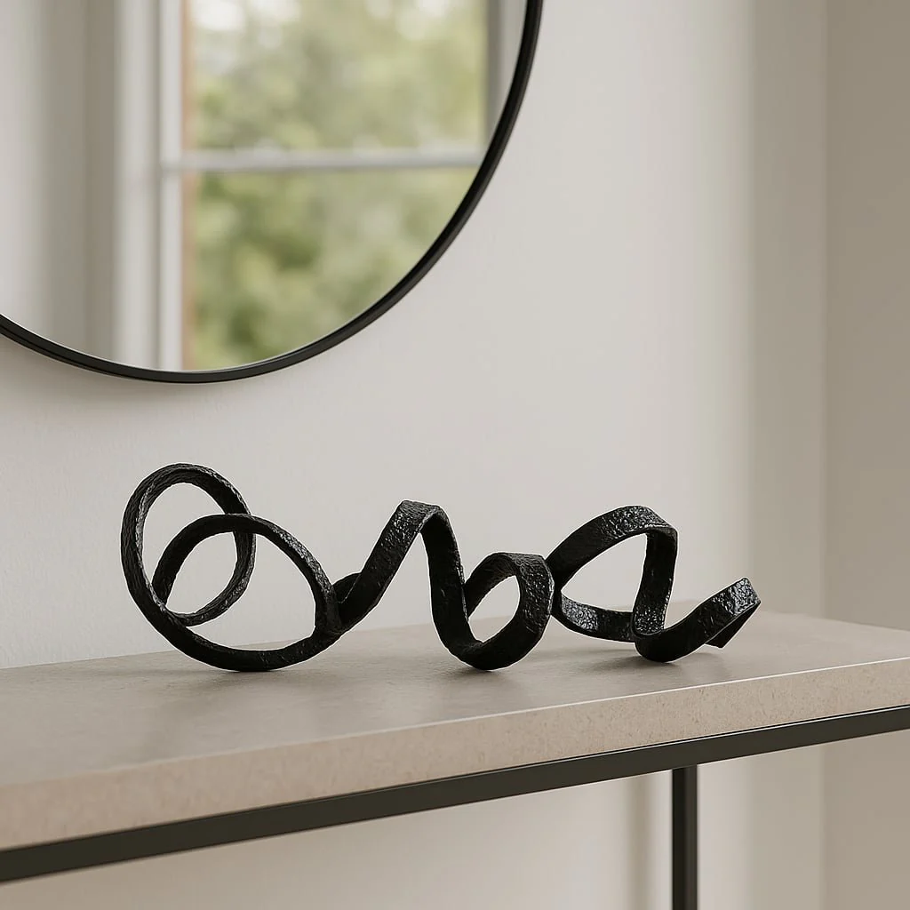 Metal, 26" Swirly Table Object, Black - Image 12