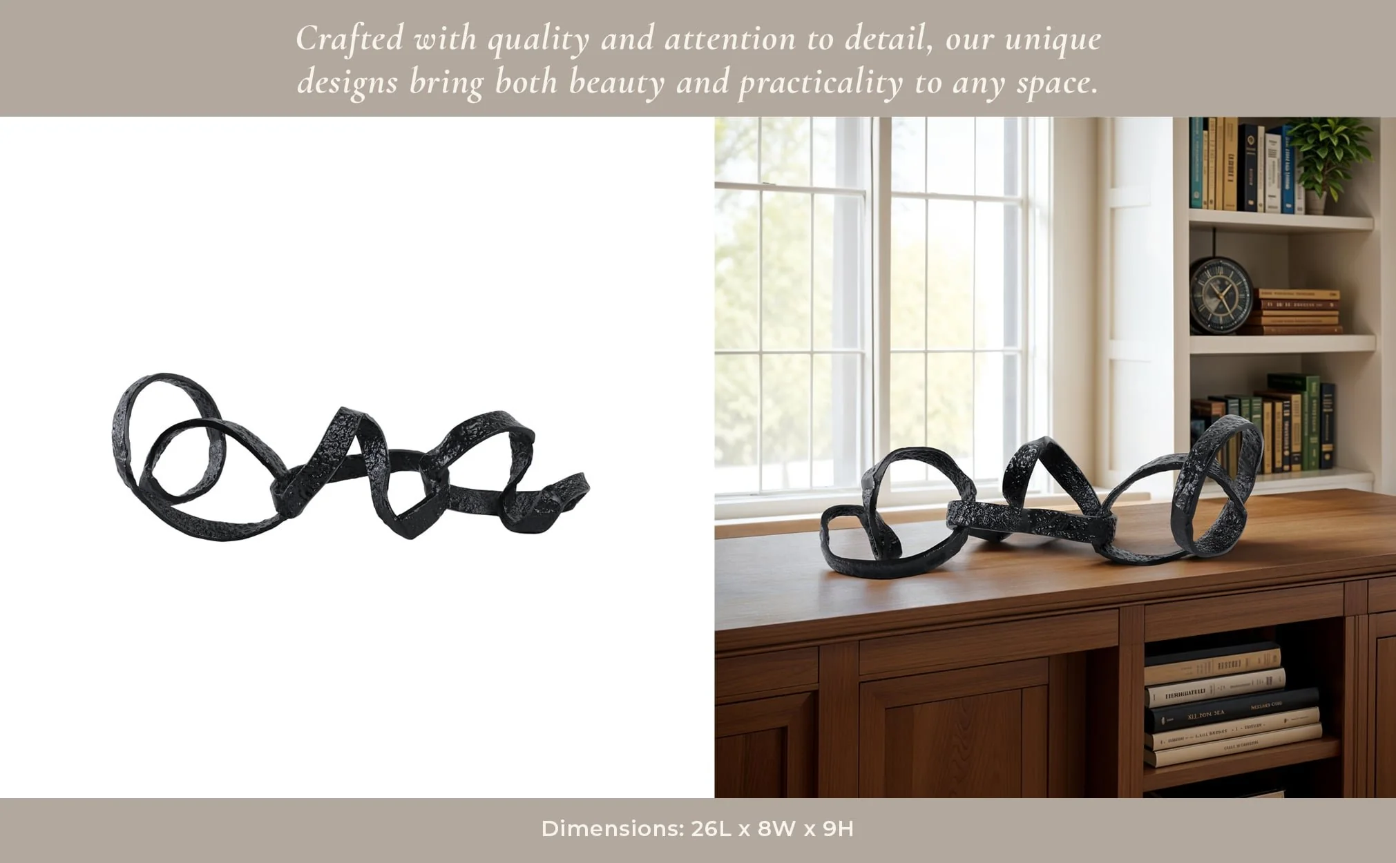 Metal, 26" Swirly Table Object, Black - Image 13