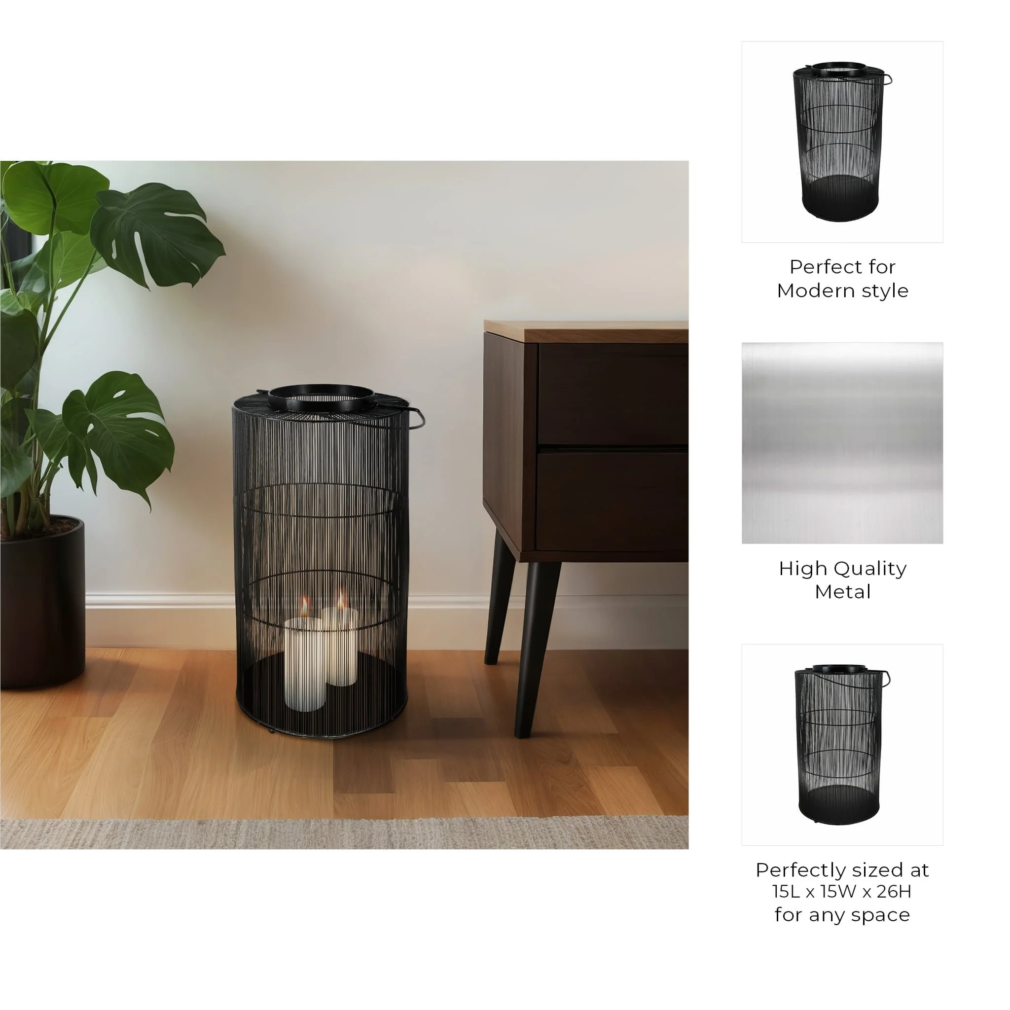 Metal 26" Wire Lantern, Black - Image 10