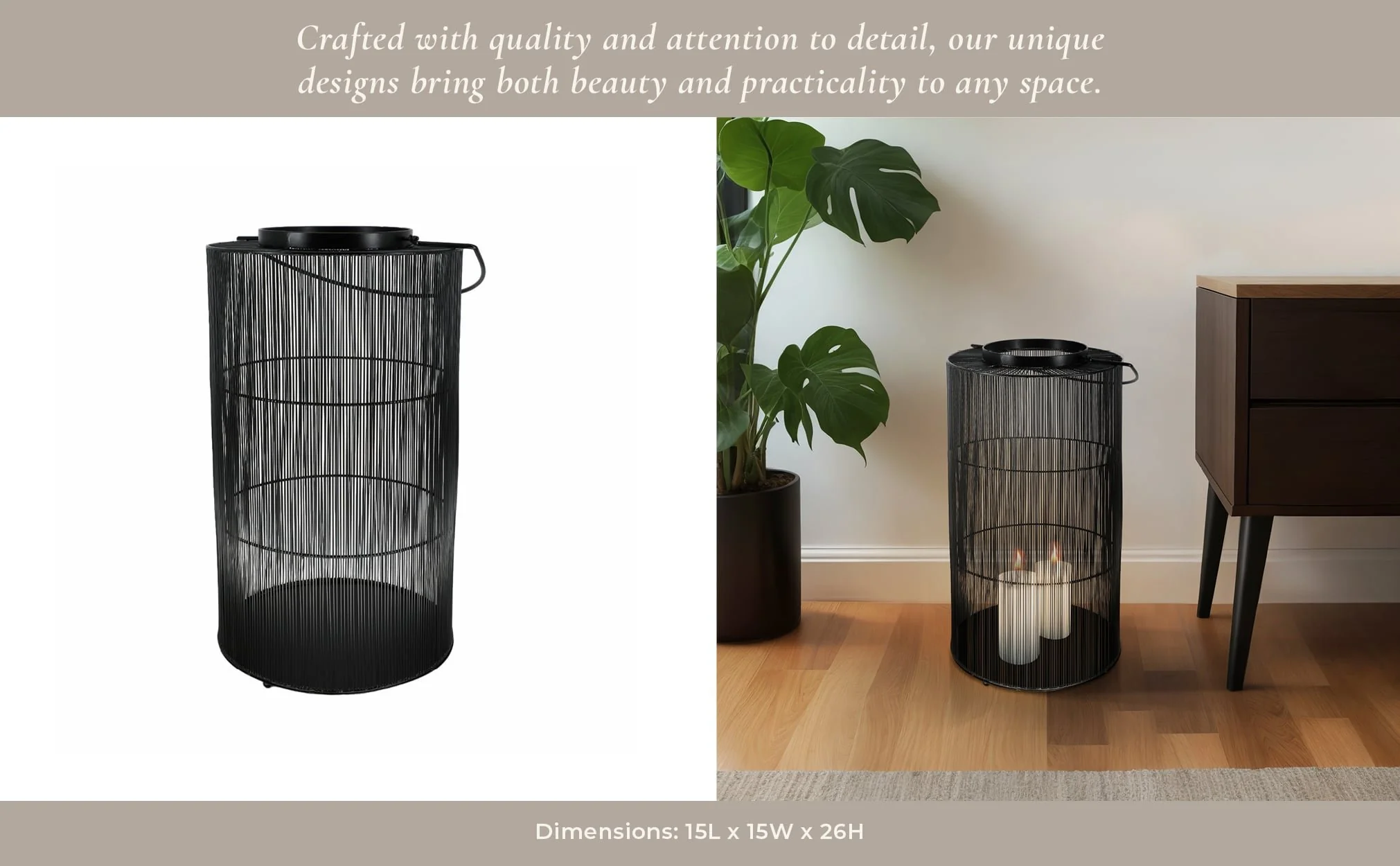 Metal 26" Wire Lantern, Black - Image 13