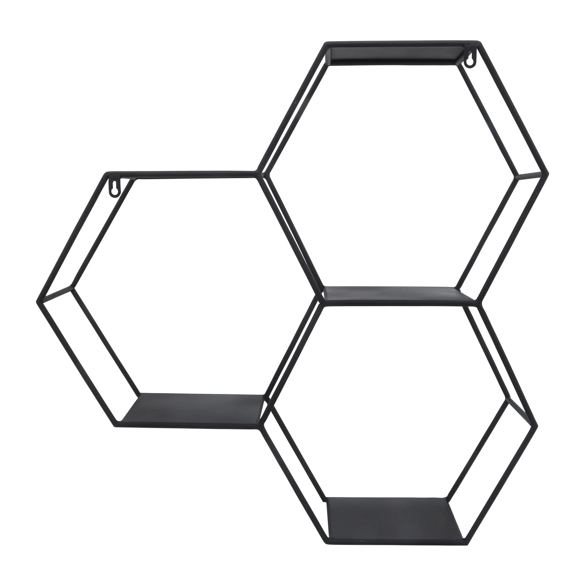 Metal, 26"h Hexagon Wall Shelf, Black - Image 4