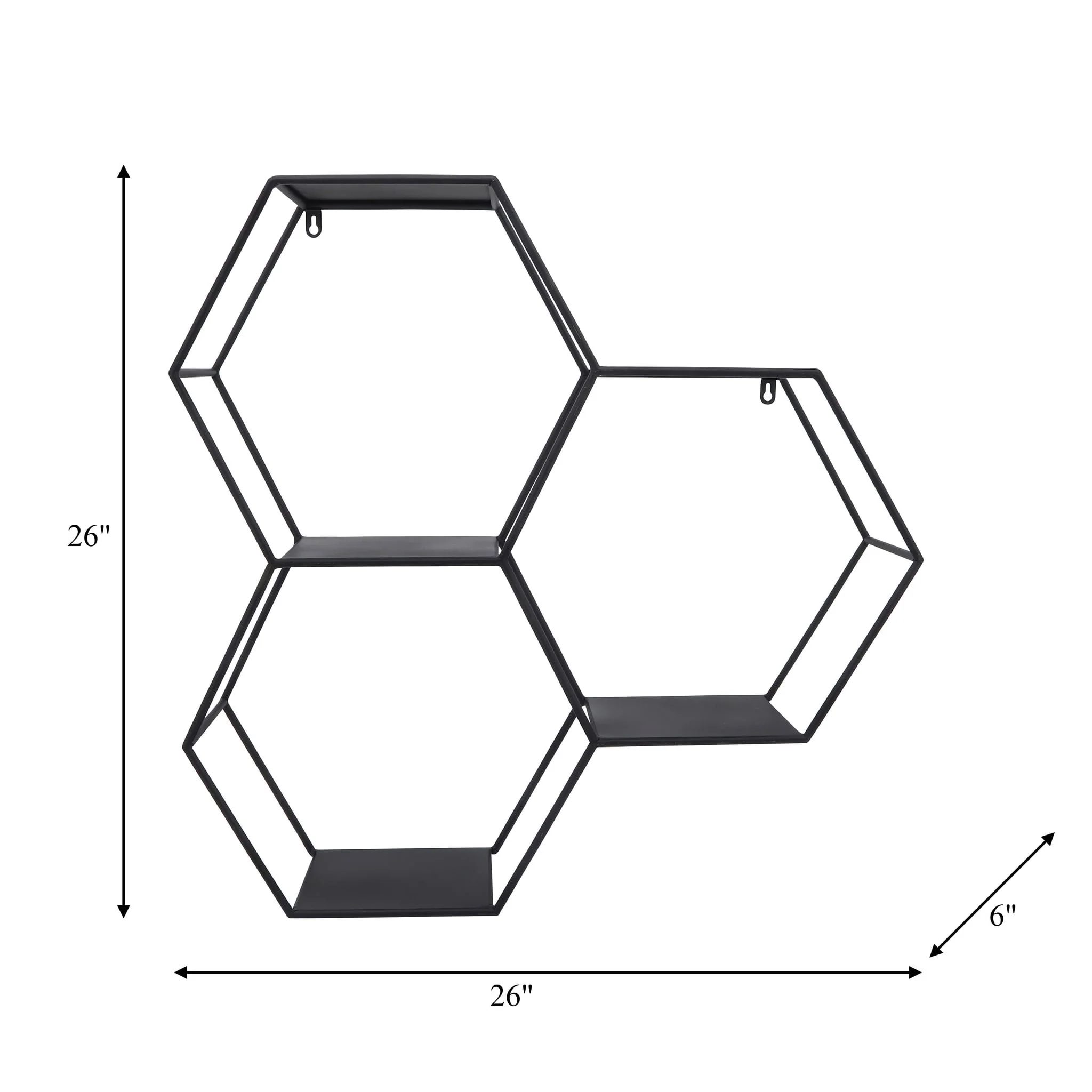 Metal, 26"h Hexagon Wall Shelf, Black - Image 7