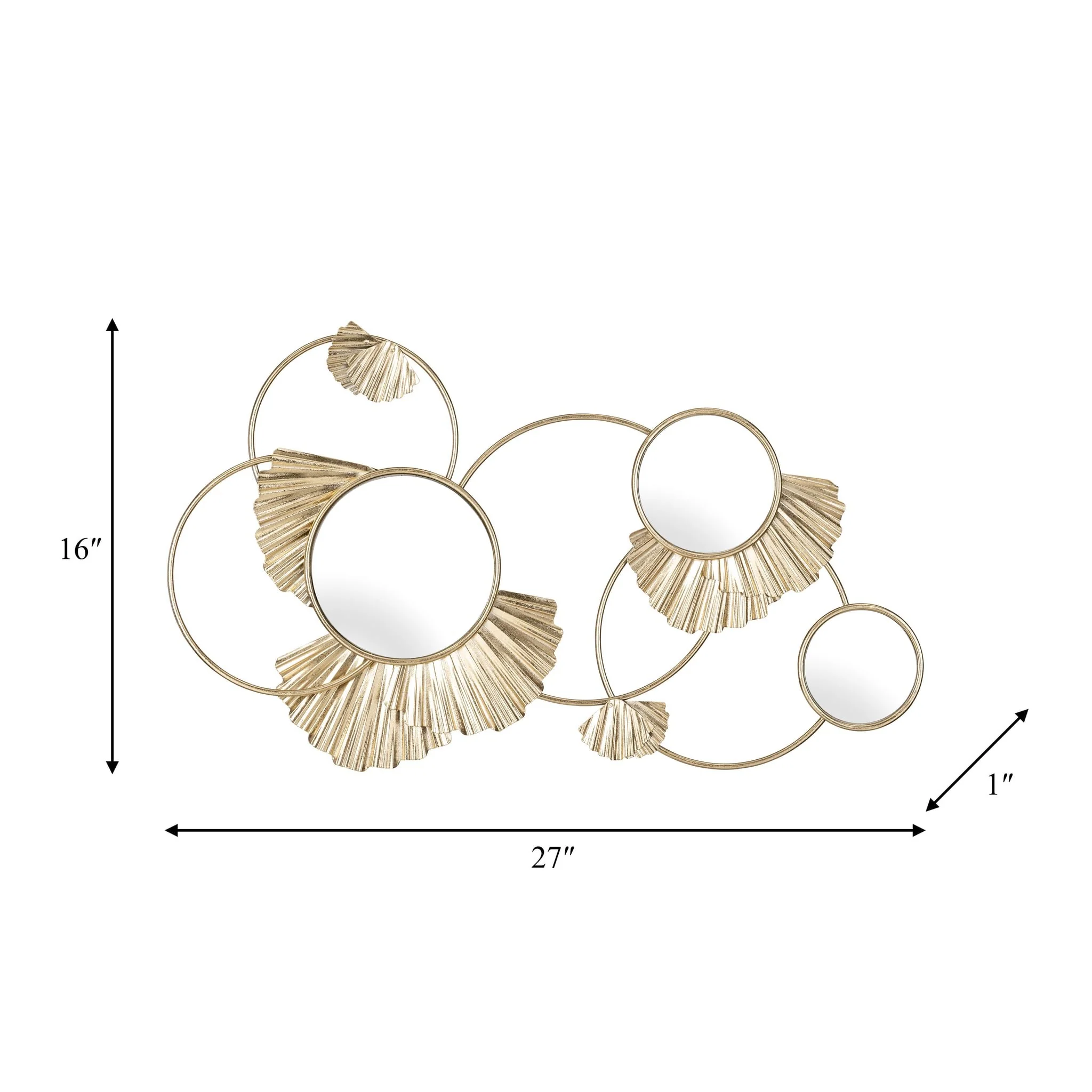 Metal, 27" Fan Loops Mirrored Wall Decor, Gold Wb - Image 6