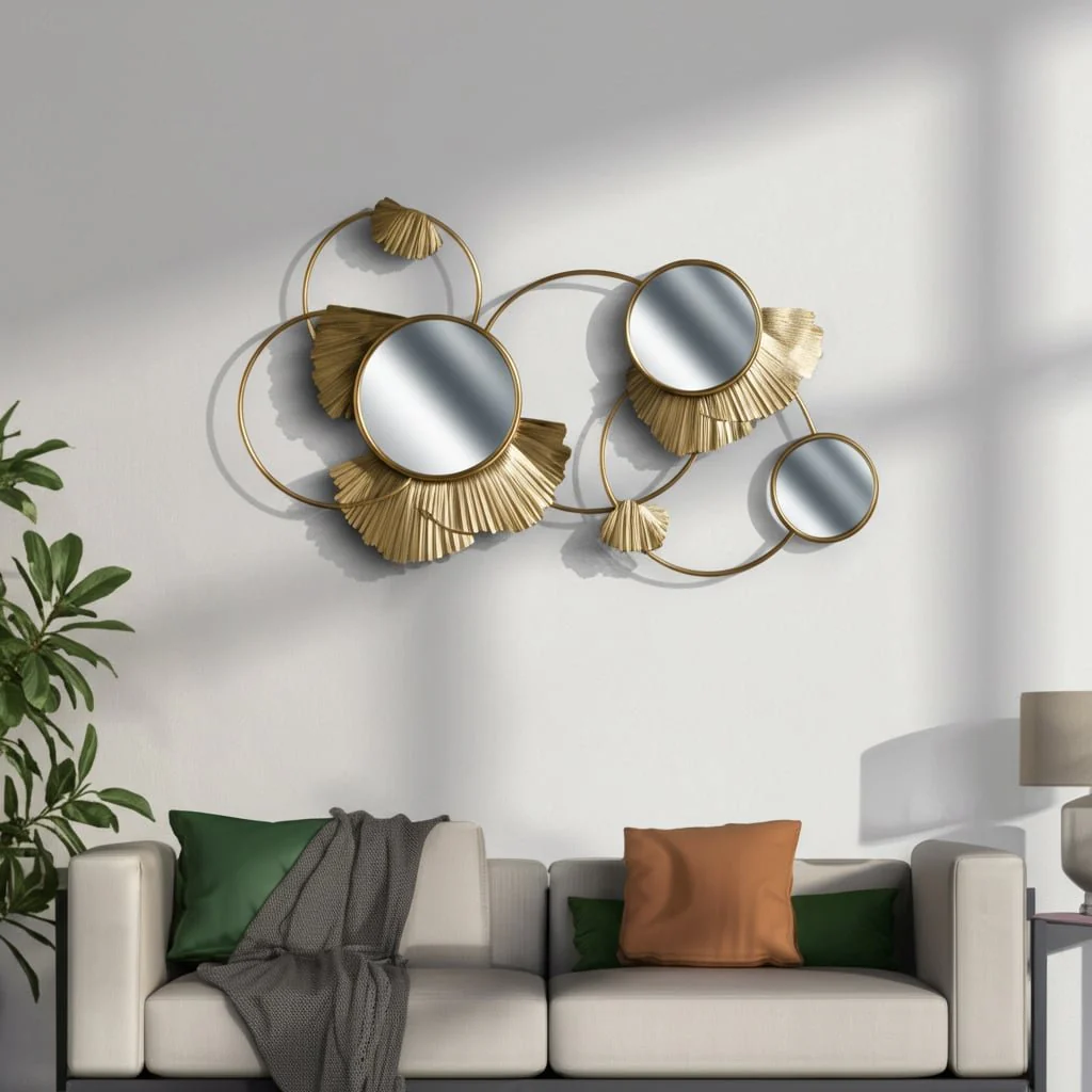 Metal, 27" Fan Loops Mirrored Wall Decor, Gold Wb - Image 8