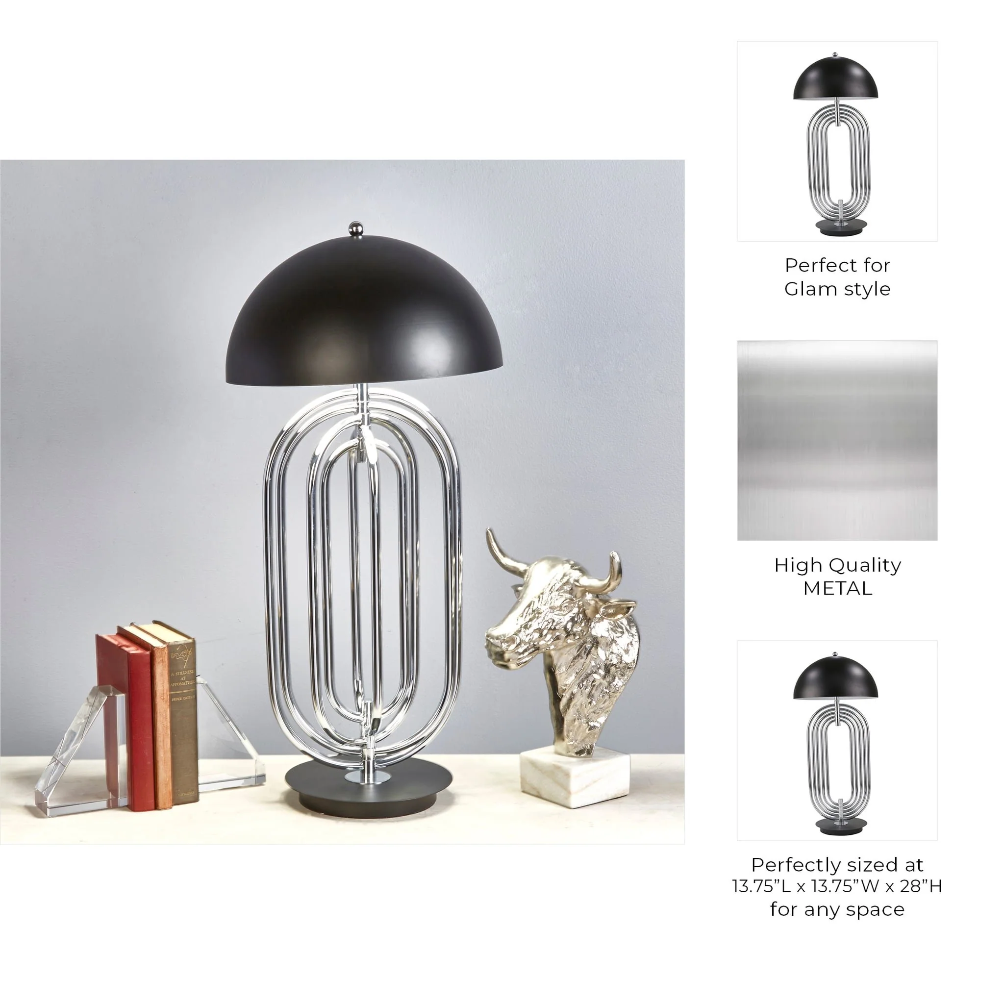 Metal 28" Art Deco Table Lamp,silver - Image 3
