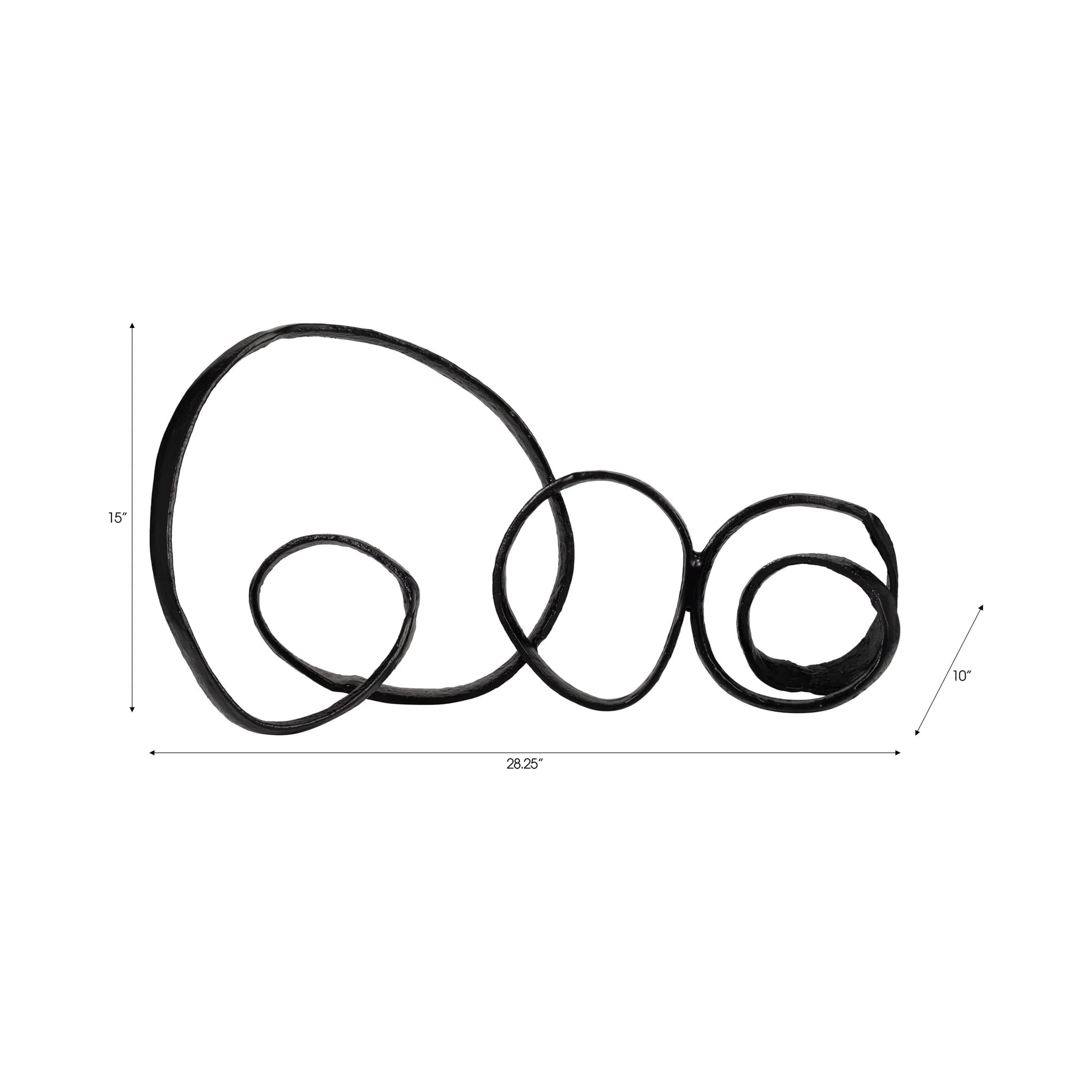 Metal, 28" Long Swirled Knot Decor, Black - Image 8