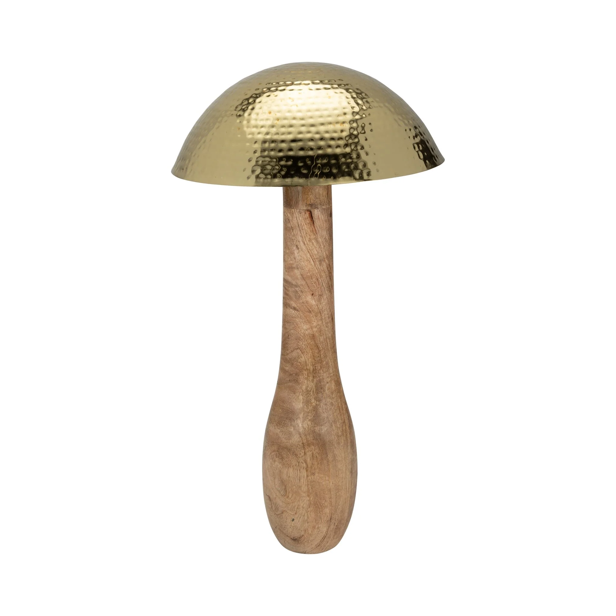 Metal, 28" Mushroom W/ Wood Base, Gold - Image 3