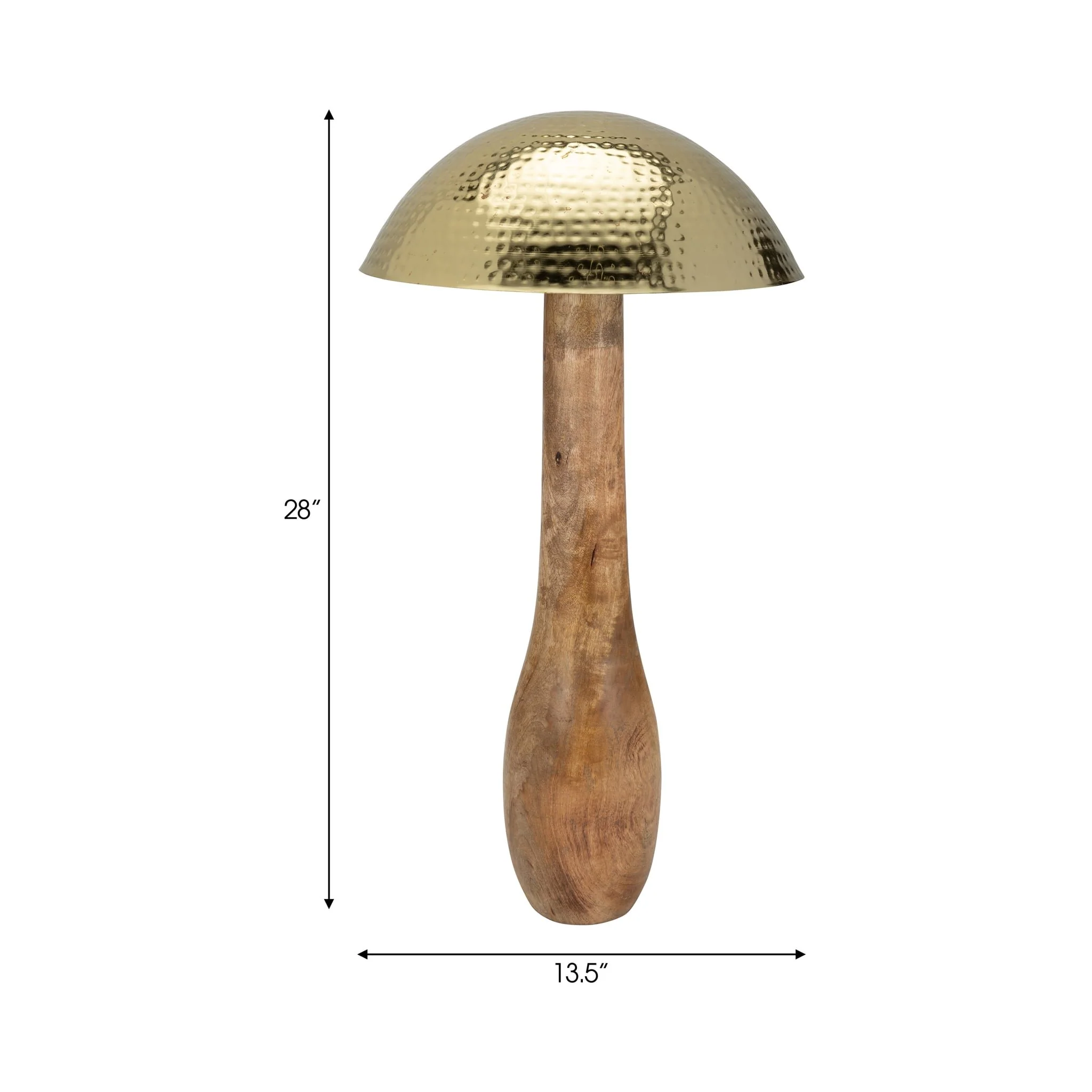 Metal, 28" Mushroom W/ Wood Base, Gold - Image 9