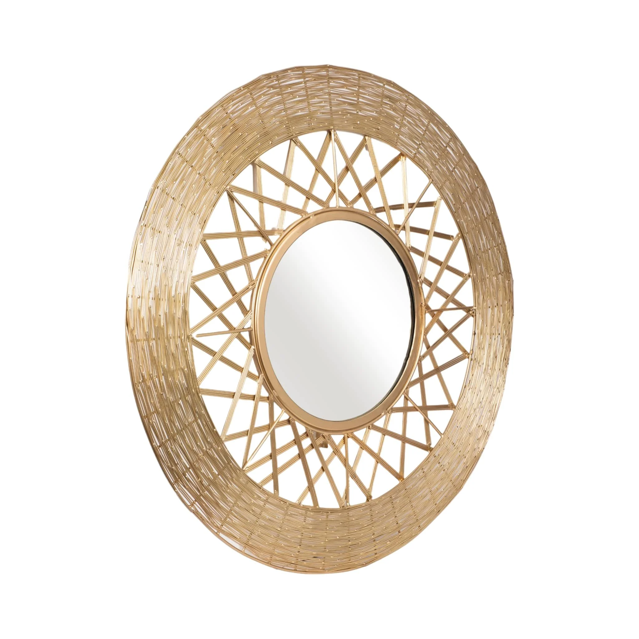 Metal 28" Weave-like Mirror, Gold Wb - Image 2