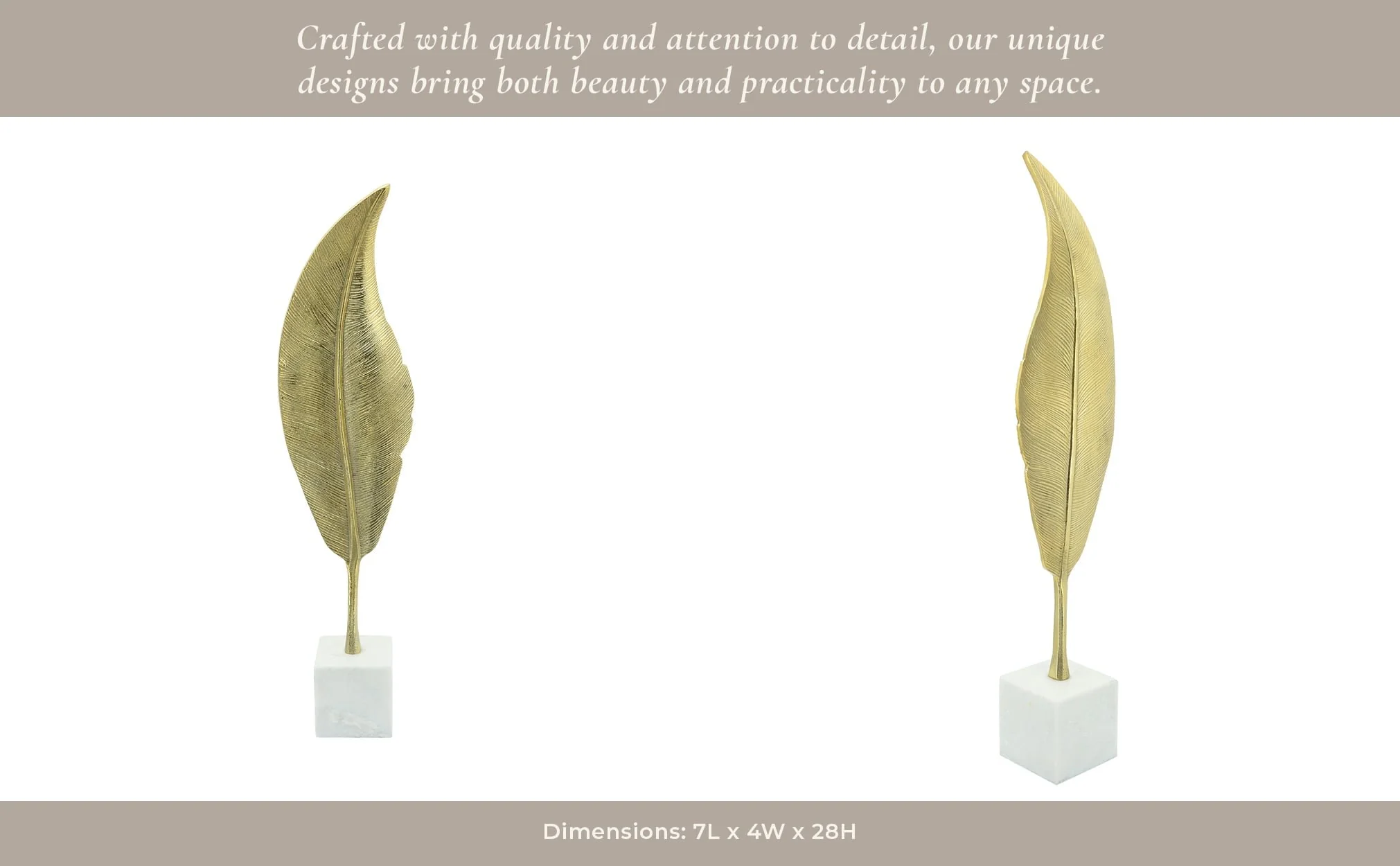 Metal, 28"h Leaf On Stand, Gold - Image 9