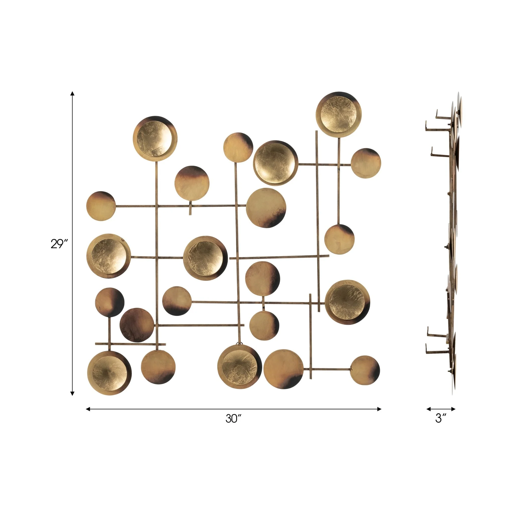 Metal, 29" Circles Metal Wall Deco, Gold - Image 6