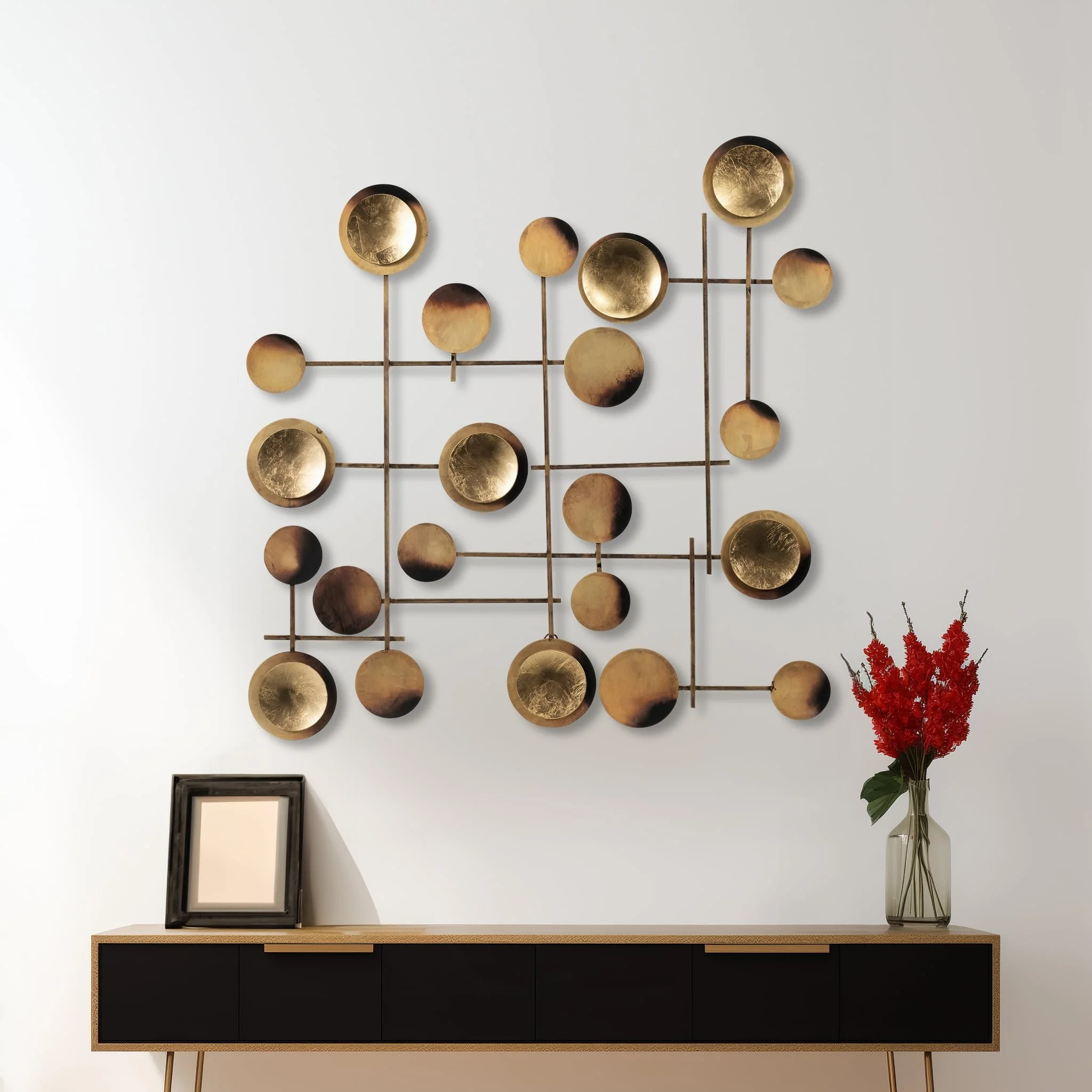 Metal, 29" Circles Metal Wall Deco, Gold - Image 8