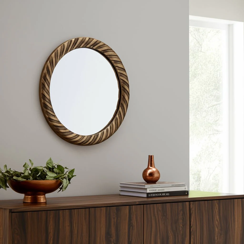 Metal,29",hurricane Pttrn Mirror,bronze - Image 13