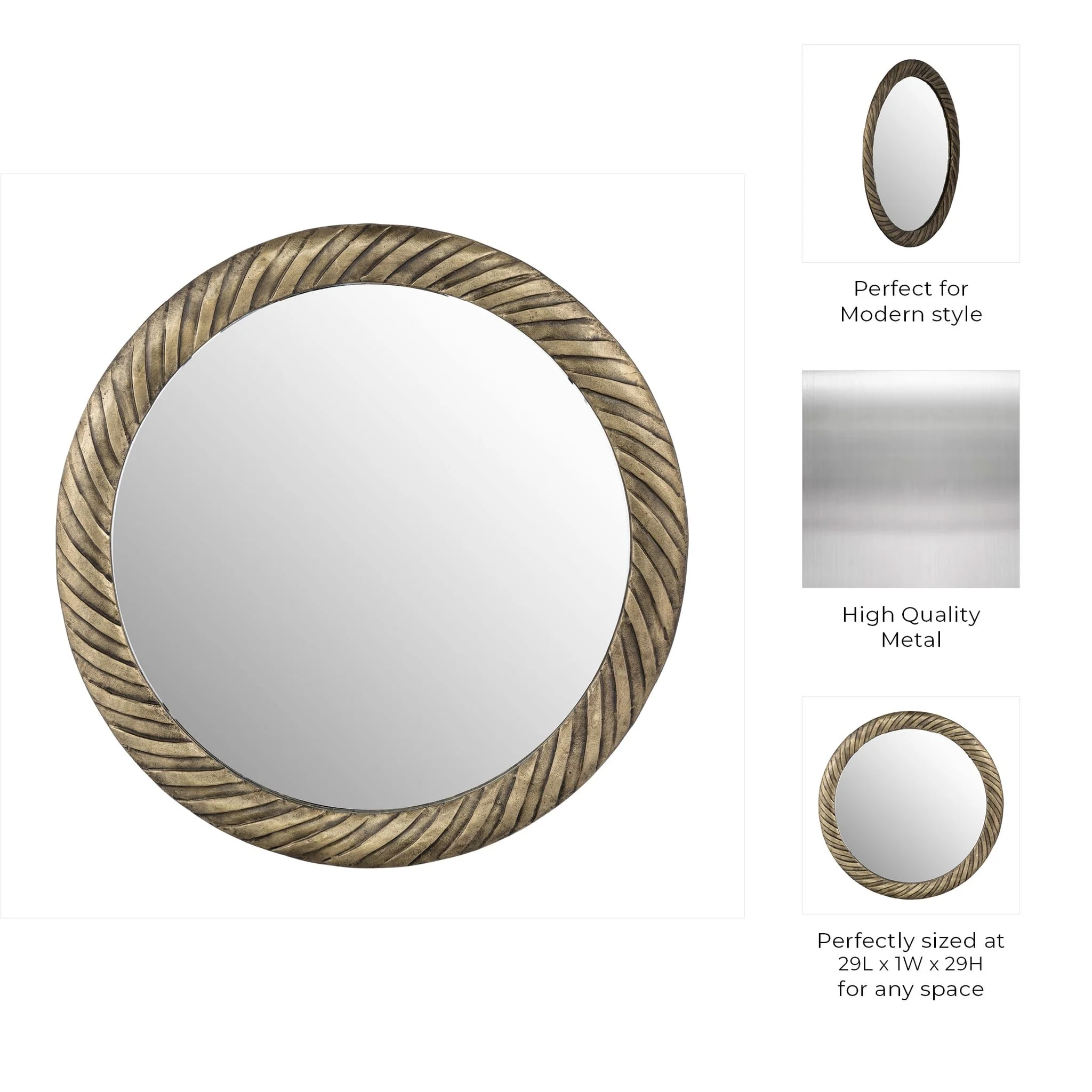 Metal,29",hurricane Pttrn Mirror,bronze - Image 8