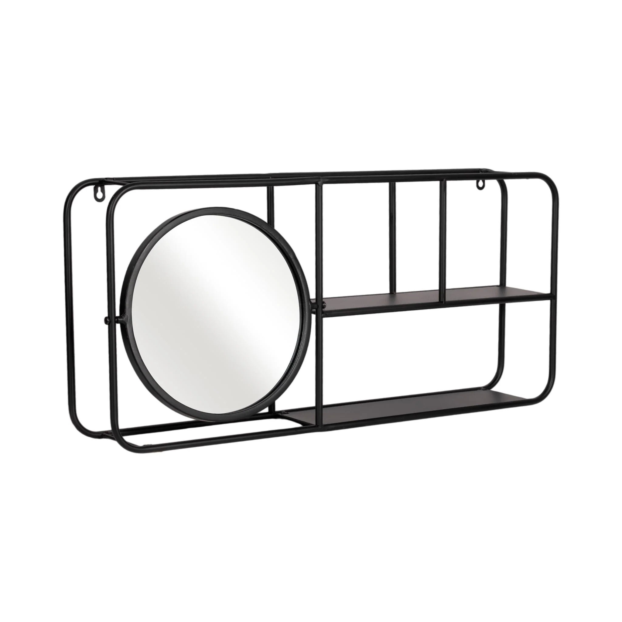 Metal. 29"l Wall Shelf W/ Mirror, Black - Image 3