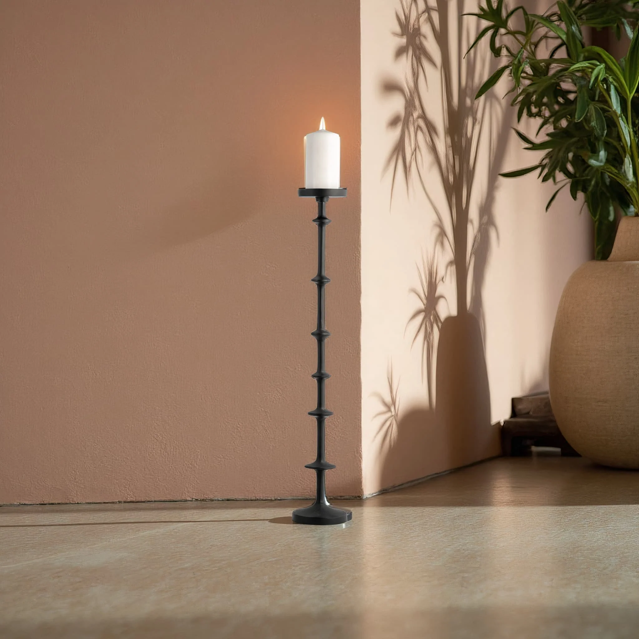 Metal, 30" Abacus Floor Pillar Candleholder, Black - Image 10