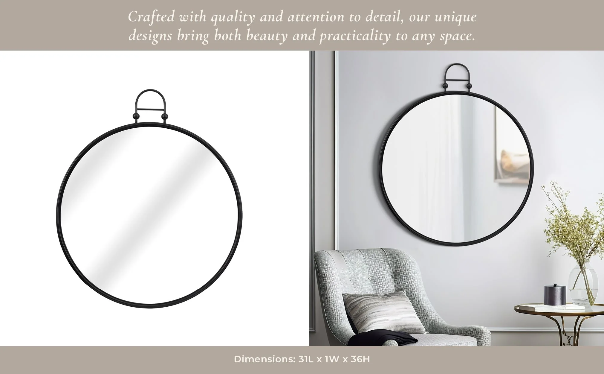 Metal, 31" Mirror Metal Hoop, Black Wb - Image 10