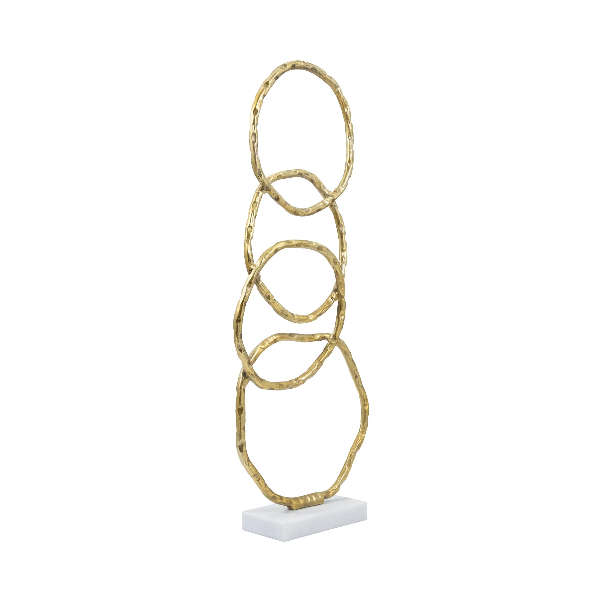 Metal, 31" Multiple Ring With Marble Base, Gold - Image 2