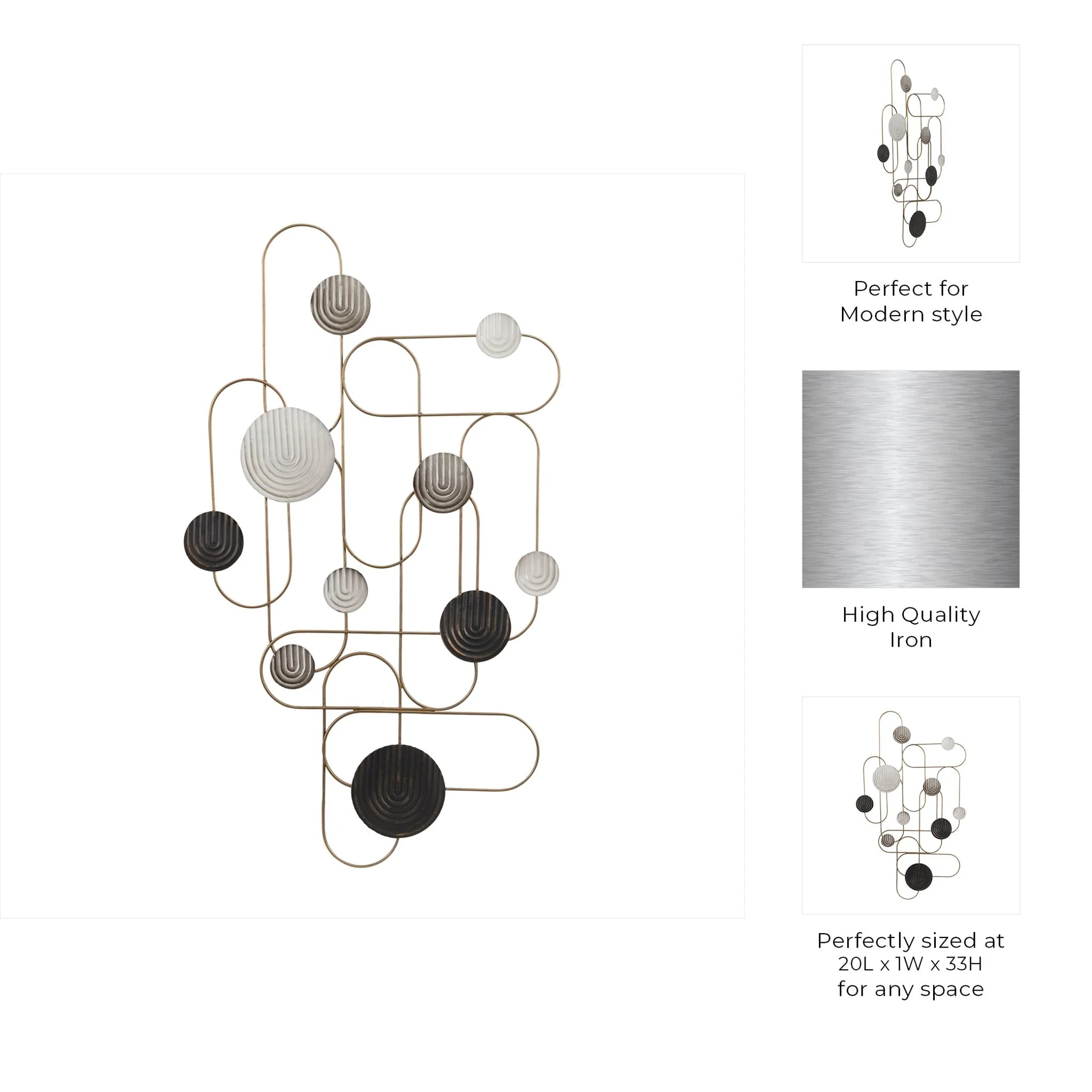 Metal, 33" Arch Discs Wall Decor, Multi Wb - Image 7