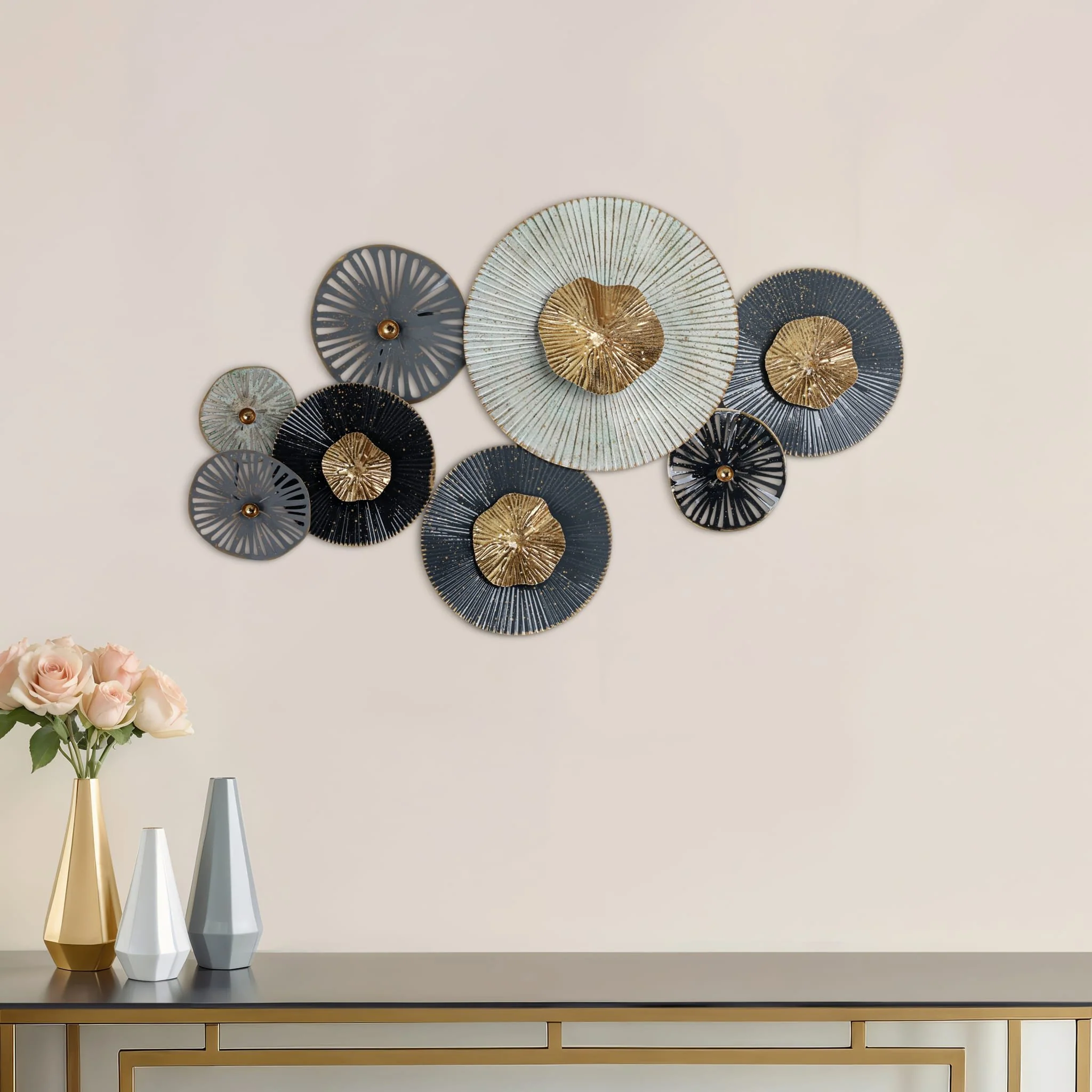 Metal 35" 2-dimensional Lily Pads, Gray Wb - Image 10