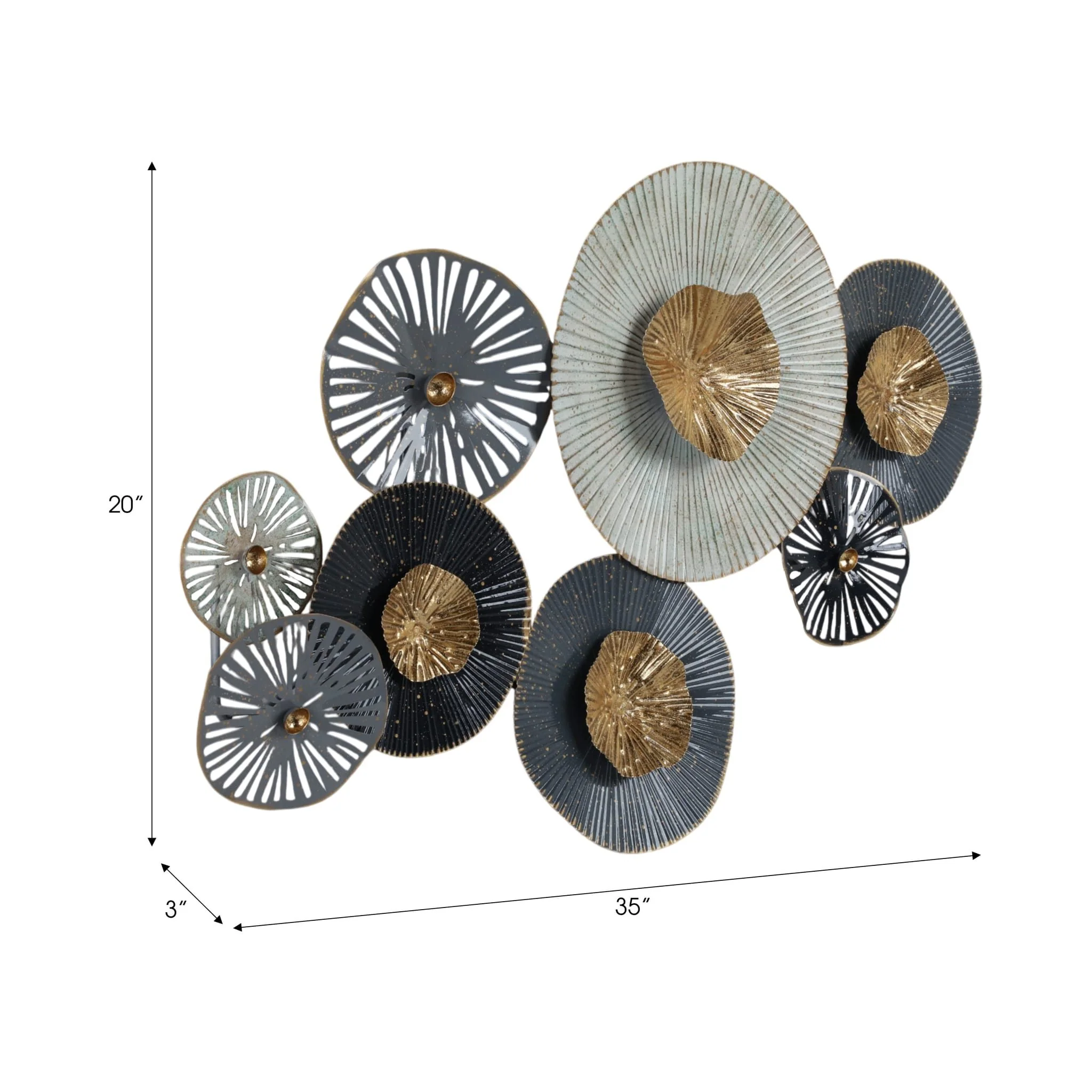 Metal 35" 2-dimensional Lily Pads, Gray Wb - Image 7