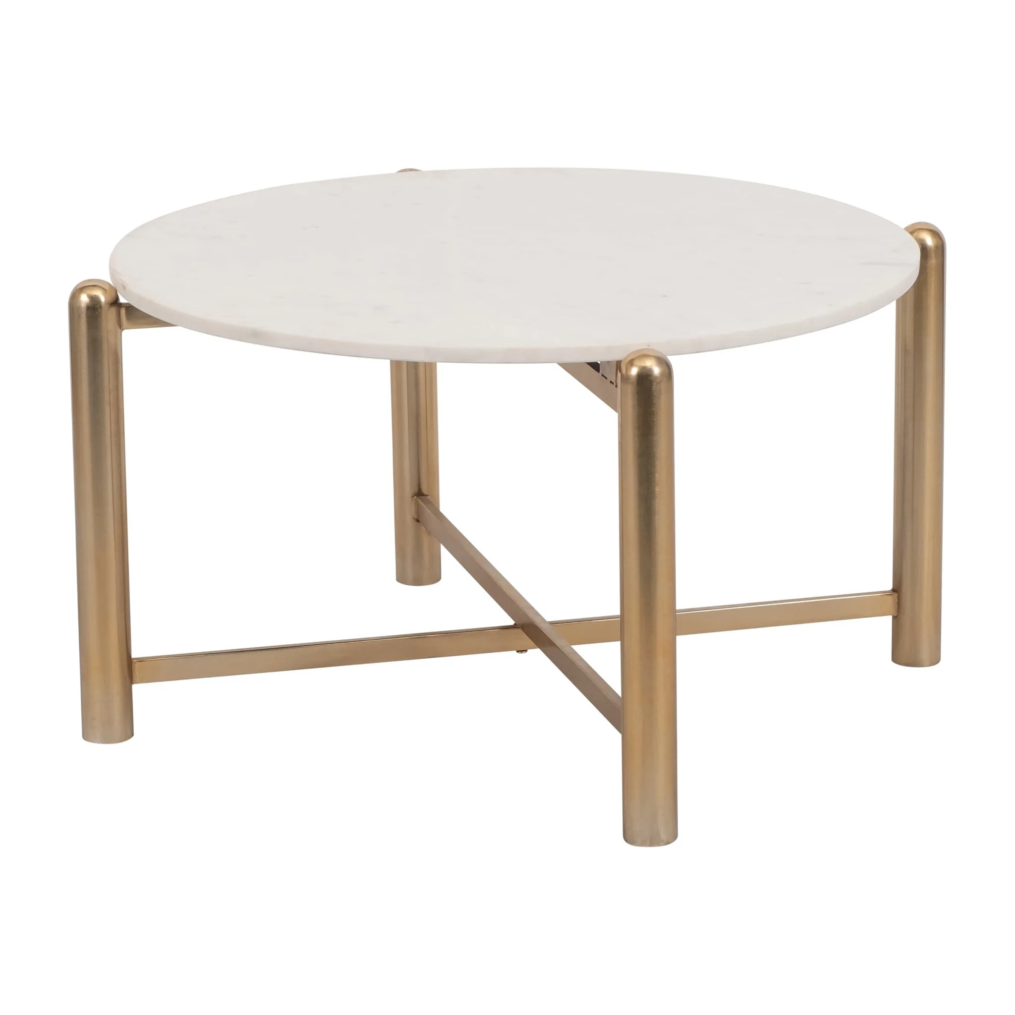 Metal, 35" Coffee Table, Gold/white - Image 2