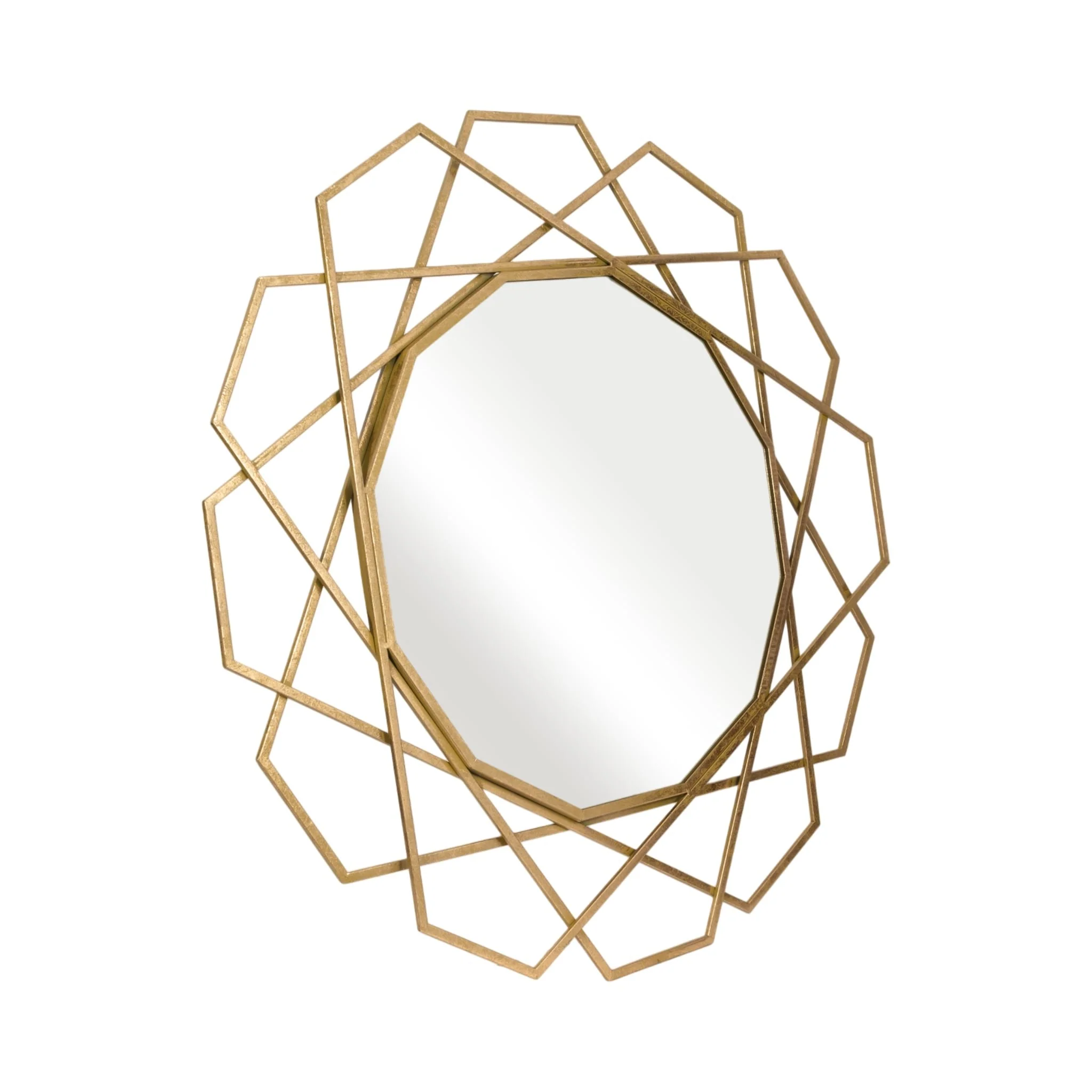 Metal 35" Geometric Mirror, Gold Wb - Image 2