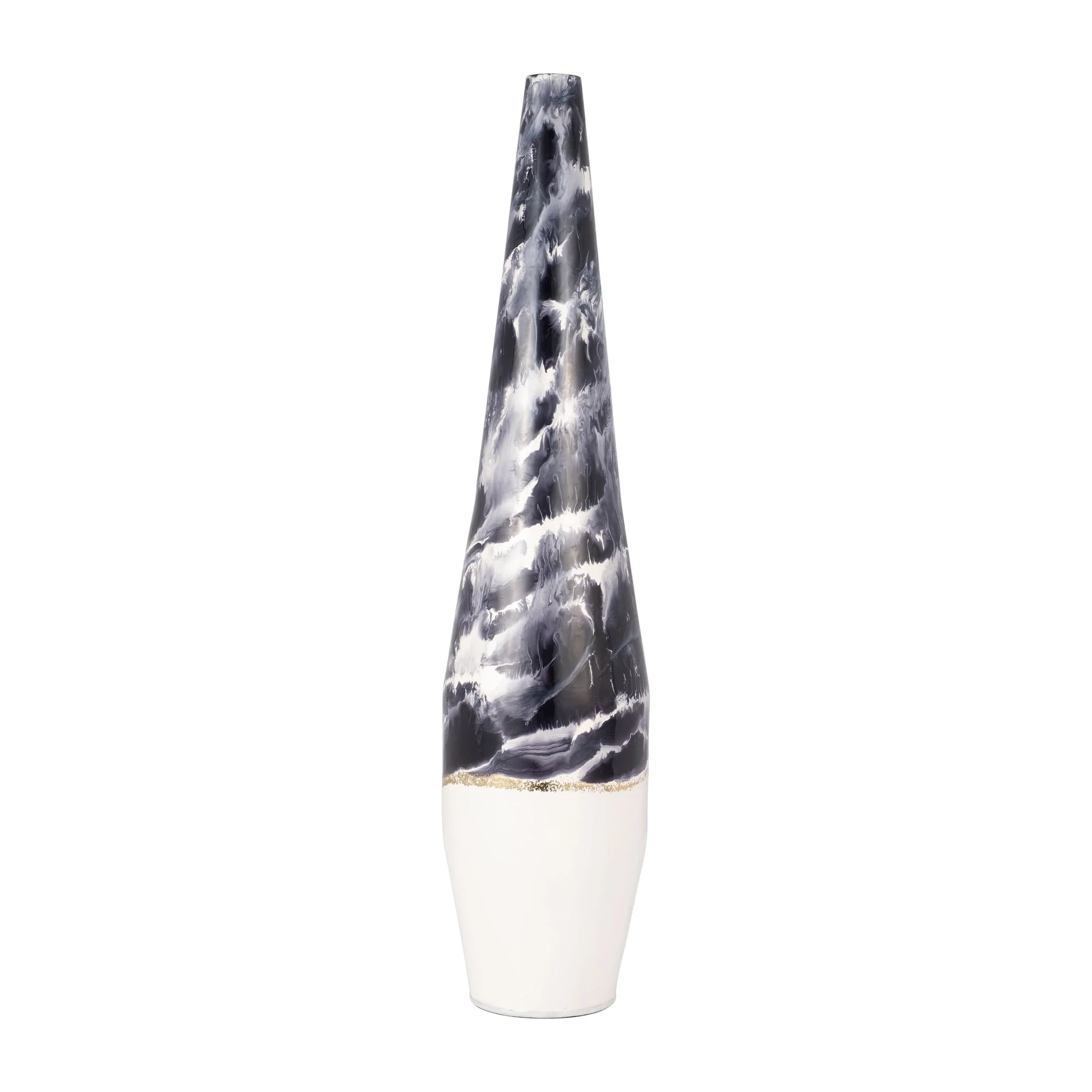 Metal, 35" Neptune Floor Vase, Ivory/navy - Image 2