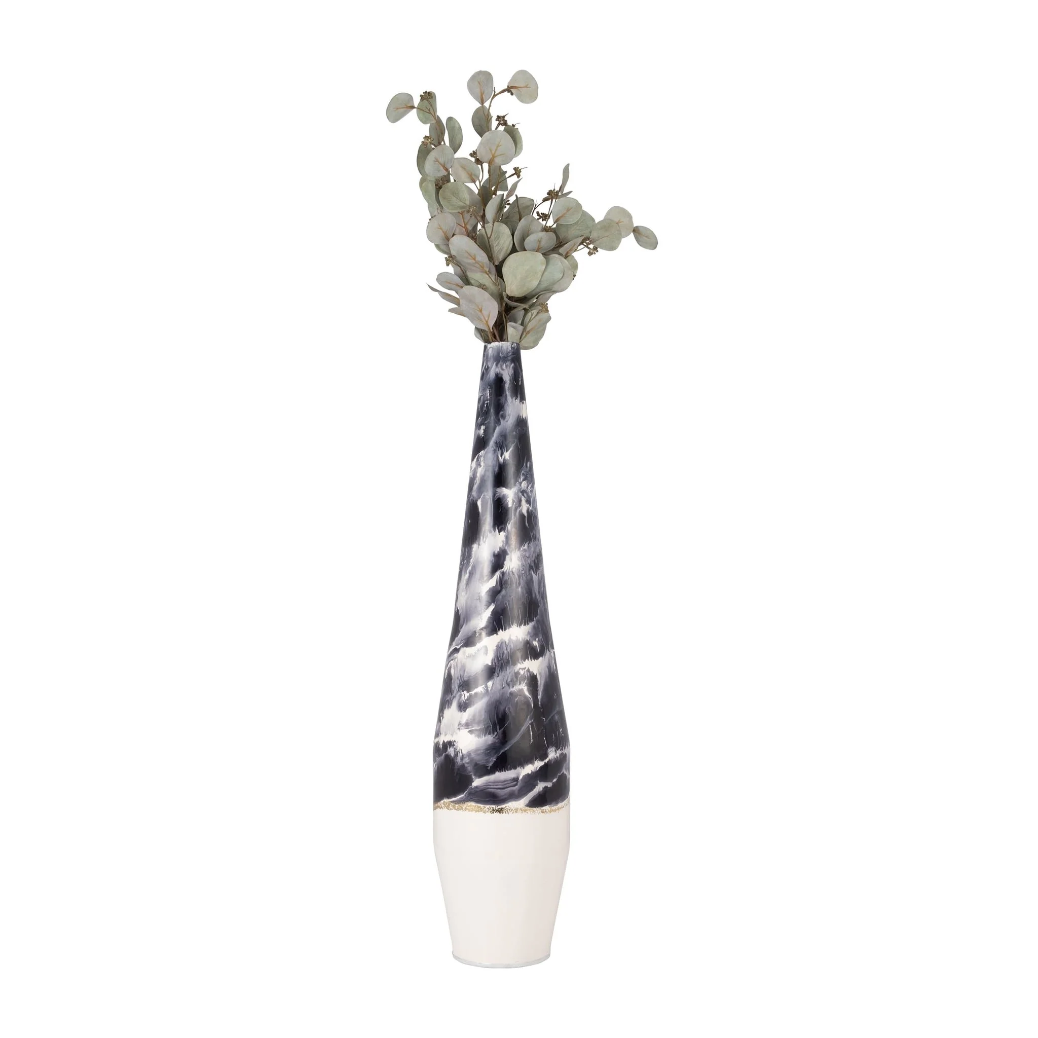 Metal, 35" Neptune Floor Vase, Ivory/navy - Image 3