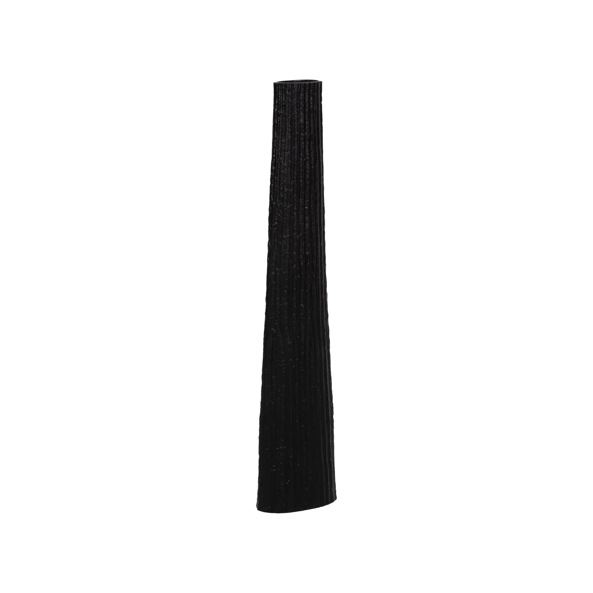Metal, 35" Ribbed Floor Vase, Black - Image 3