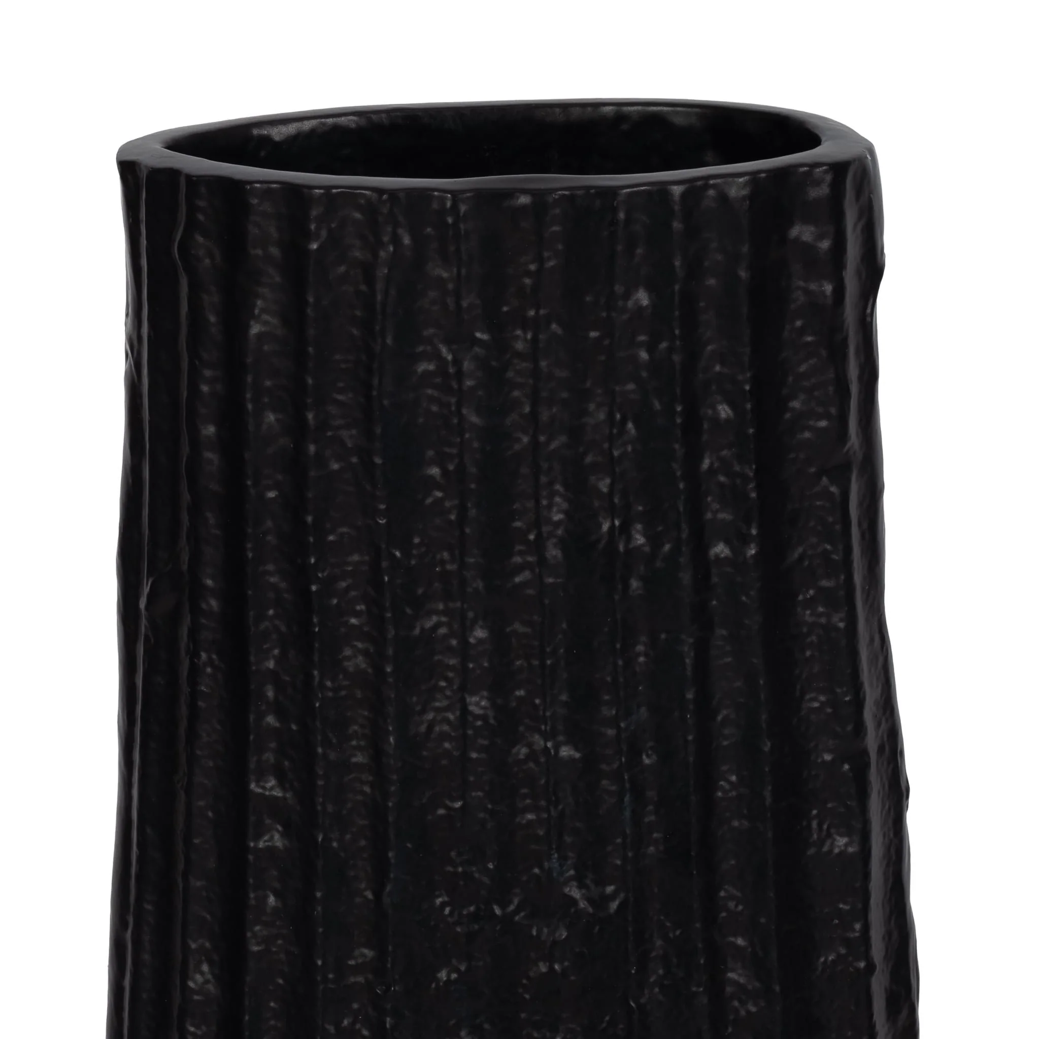 Metal, 35" Ribbed Floor Vase, Black - Image 5