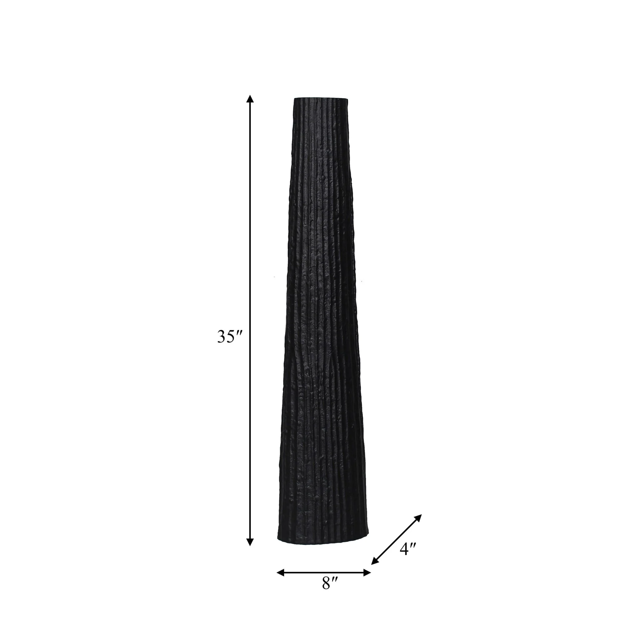 Metal, 35" Ribbed Floor Vase, Black - Image 9