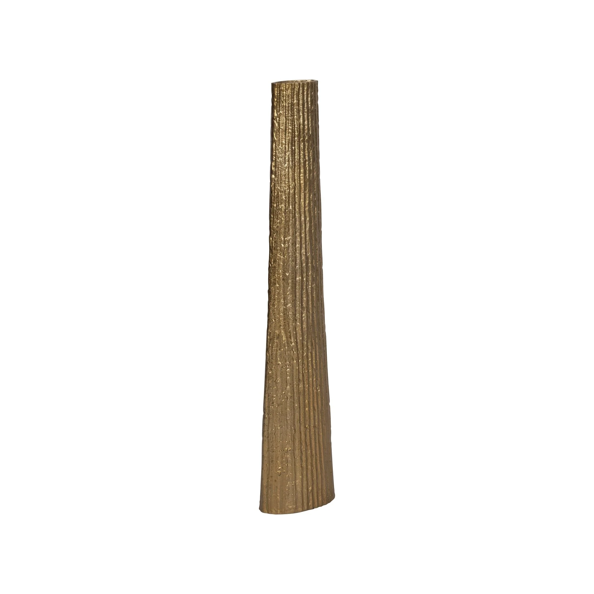 Metal, 35" Ribbed Floor Vase, Gold - Image 3
