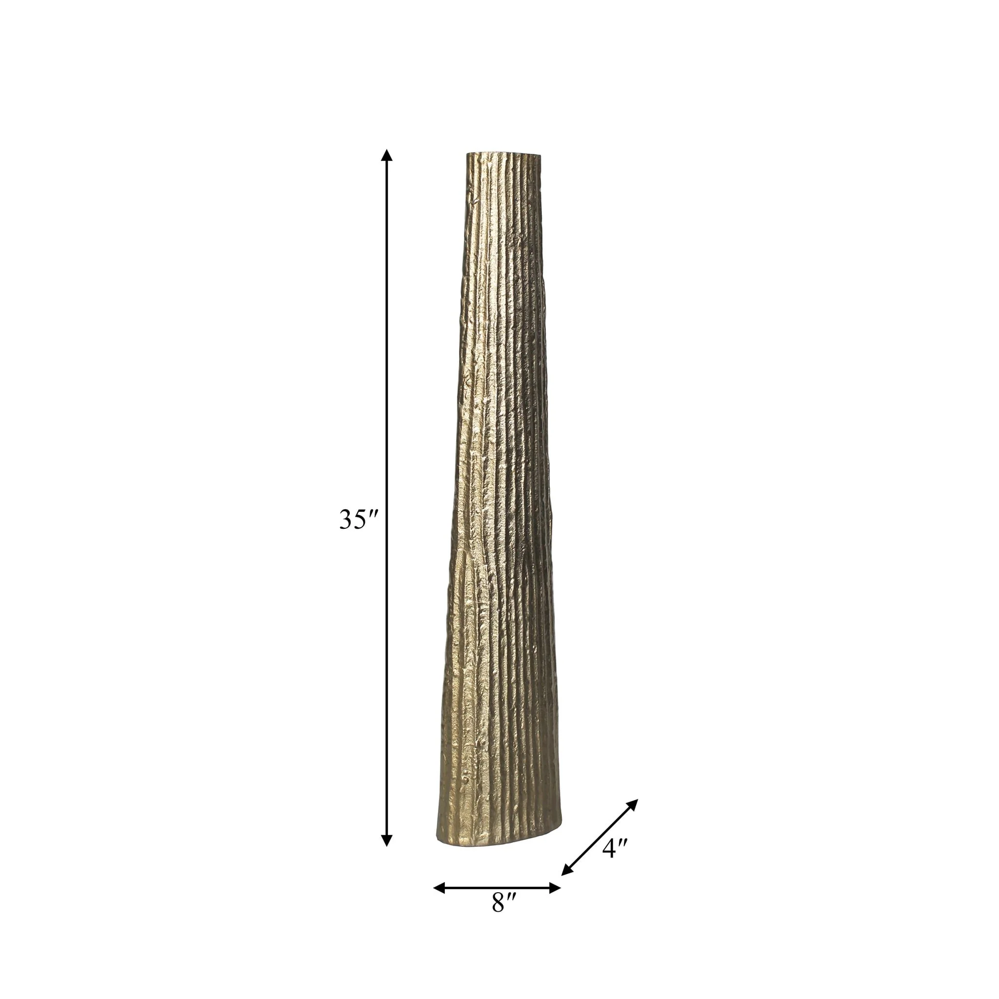 Metal, 35" Ribbed Floor Vase, Gold - Image 9