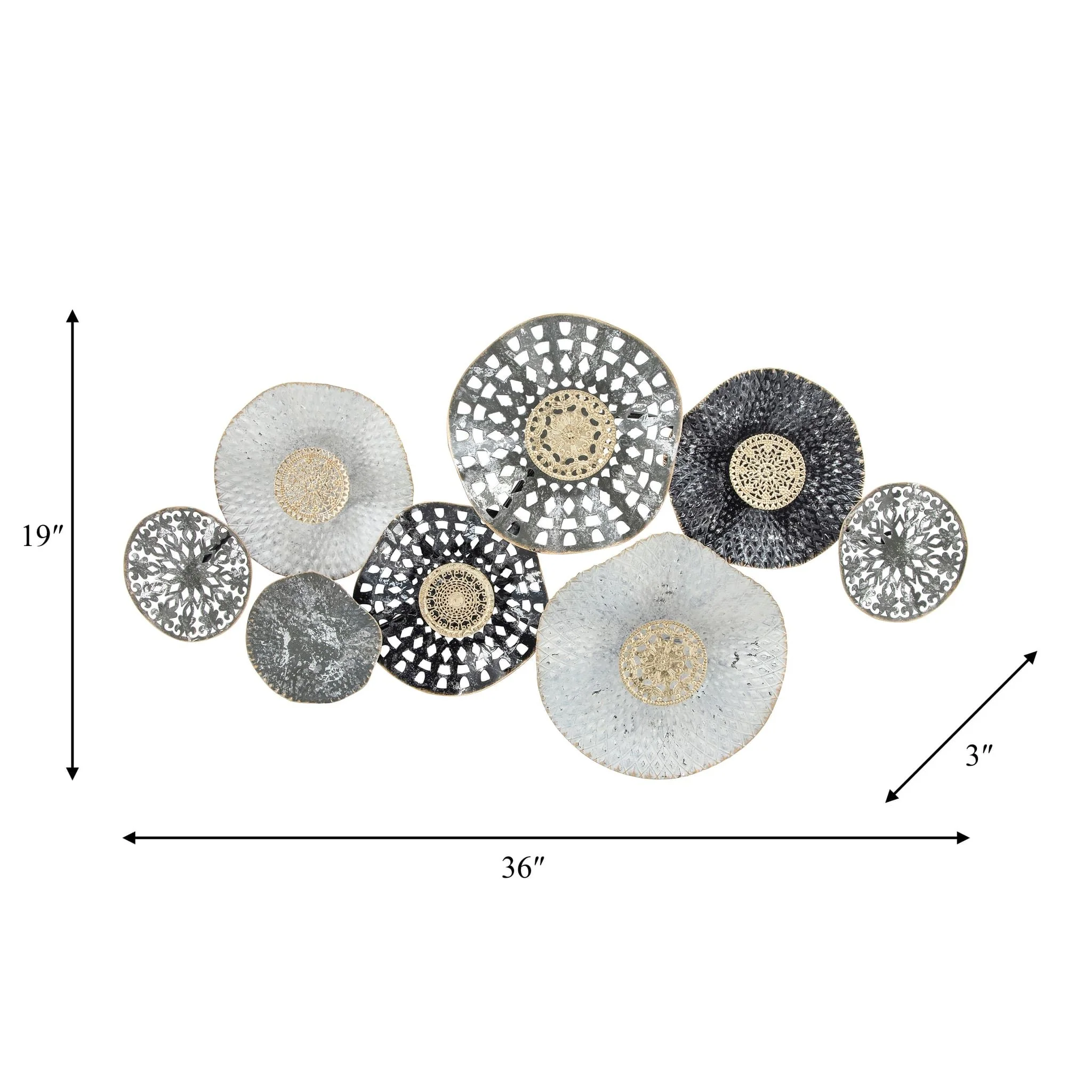 Metal 36" 8 Disc Pads Wall Deco, Multi Wb - Image 3