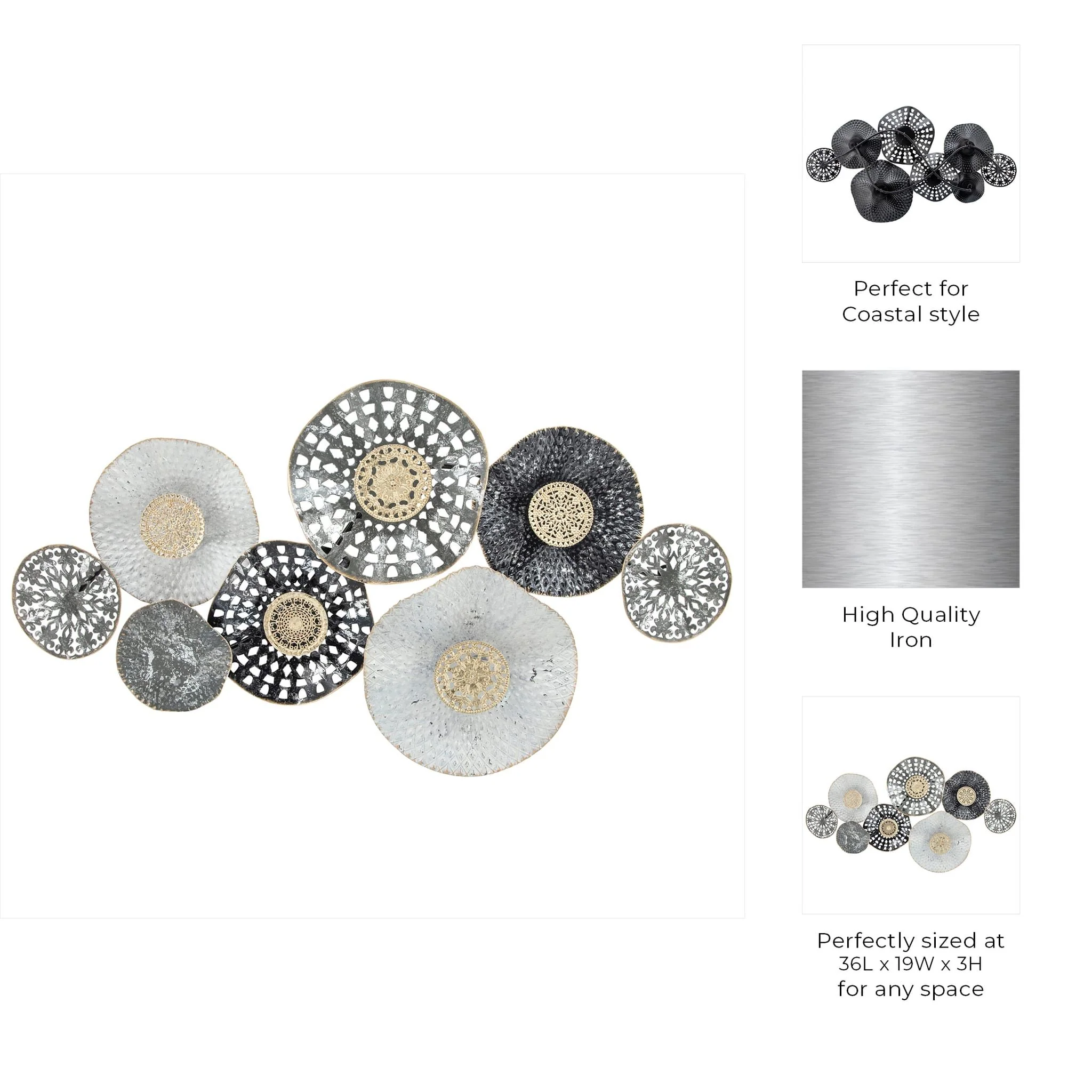 Metal 36" 8 Disc Pads Wall Deco, Multi Wb - Image 4