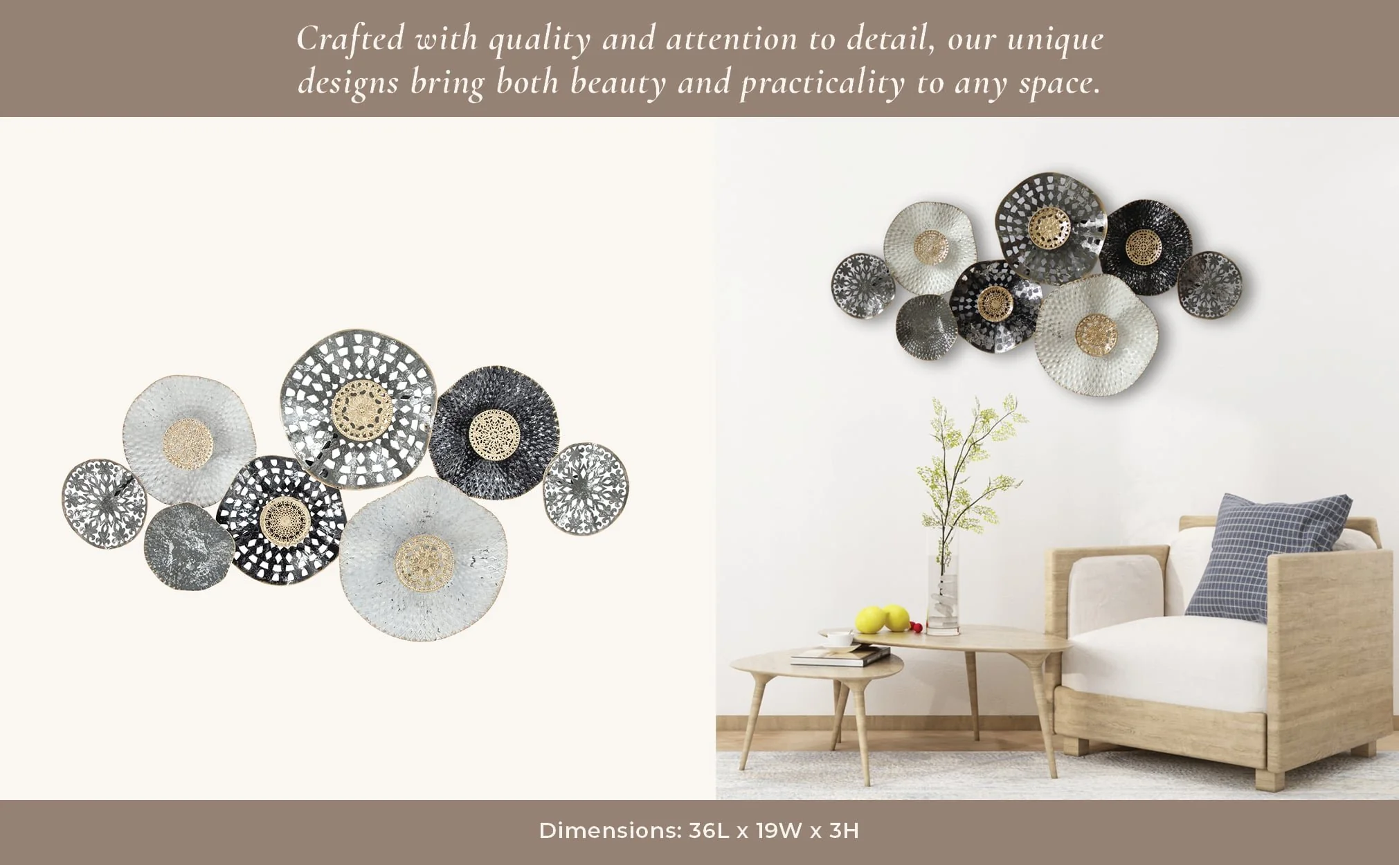 Metal 36" 8 Disc Pads Wall Deco, Multi Wb - Image 7