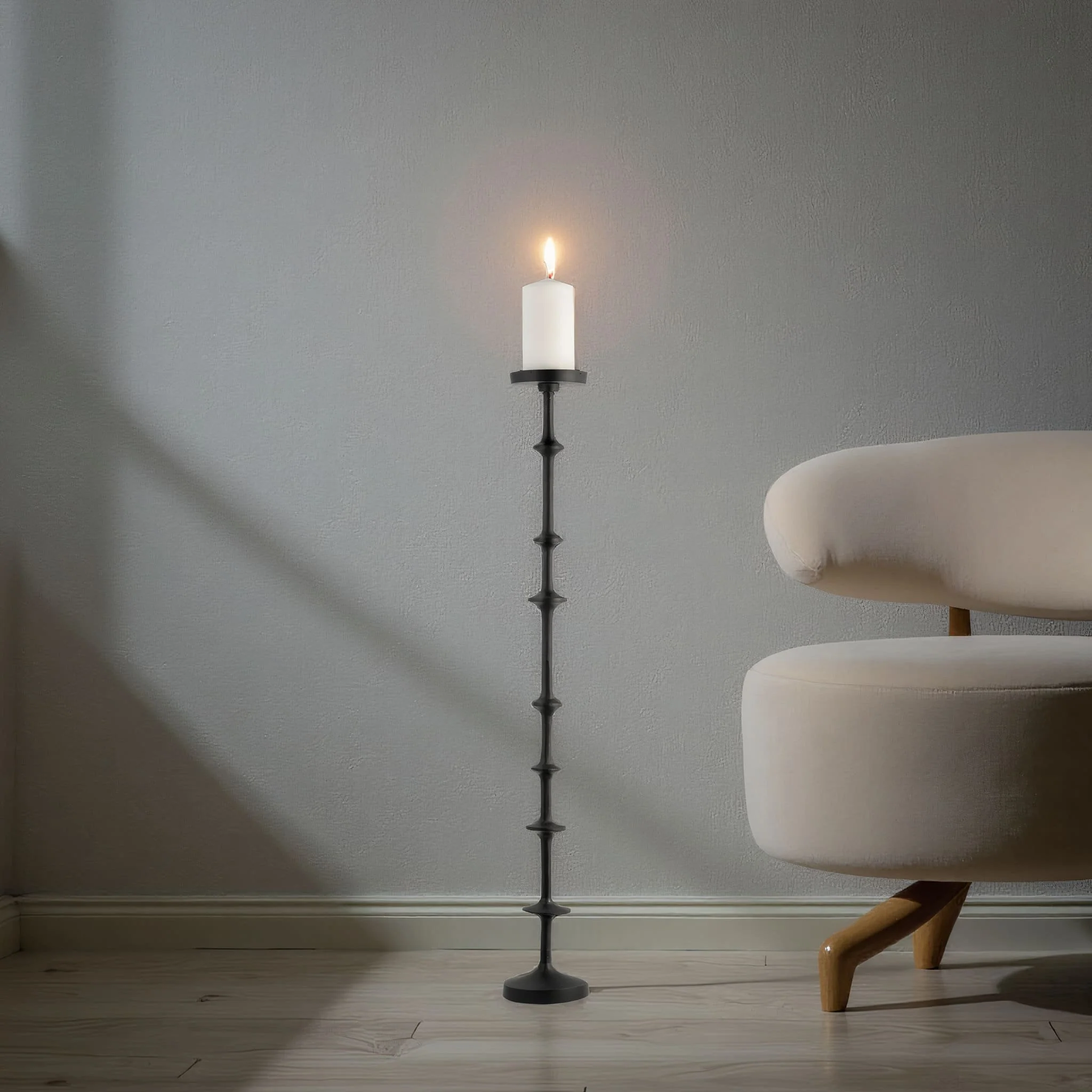 Metal, 36" Abacus Floor Pillar Candleholder, Black - Image 11