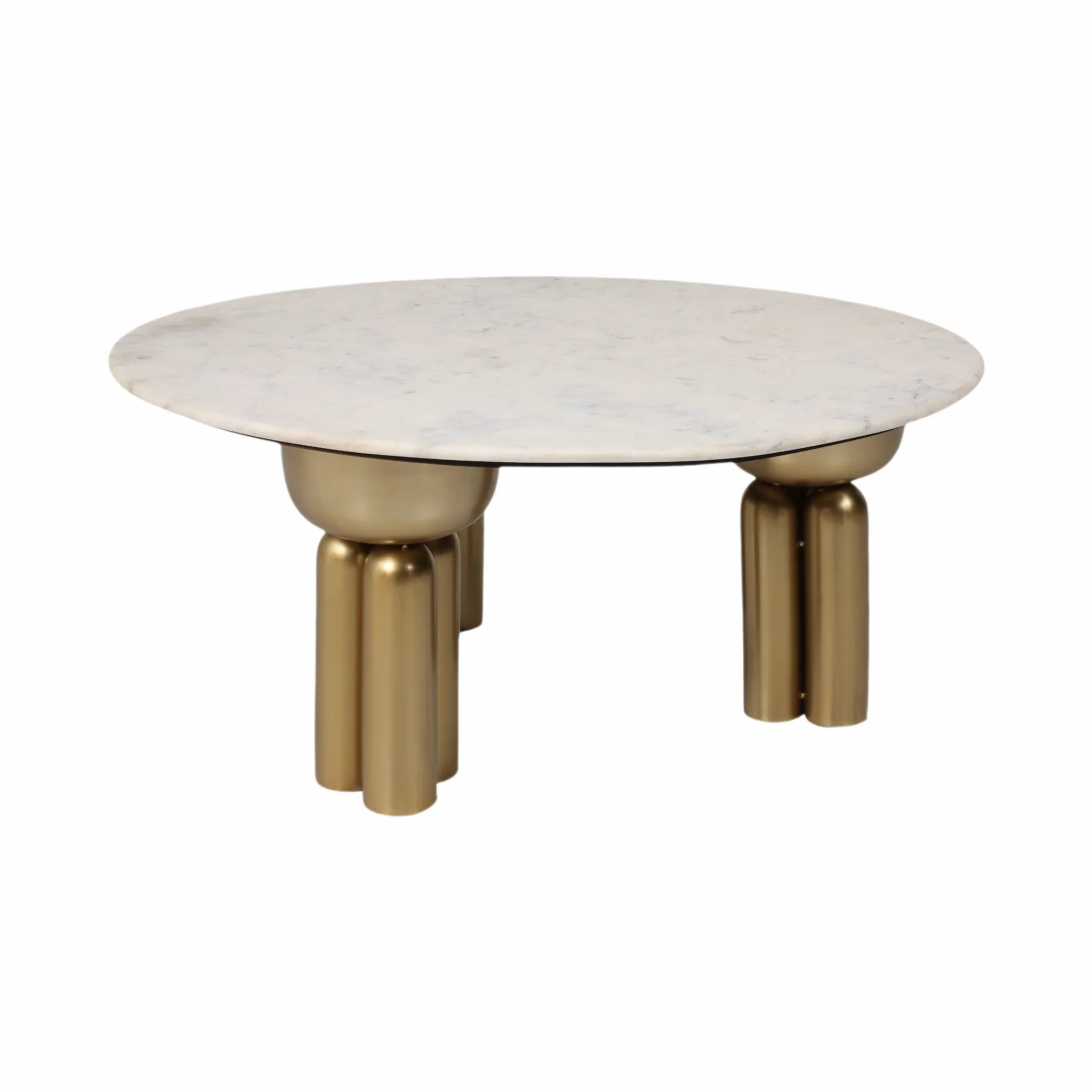 Metal, 36" Marble Top Coffee Table, Gold/white,kd - Image 2