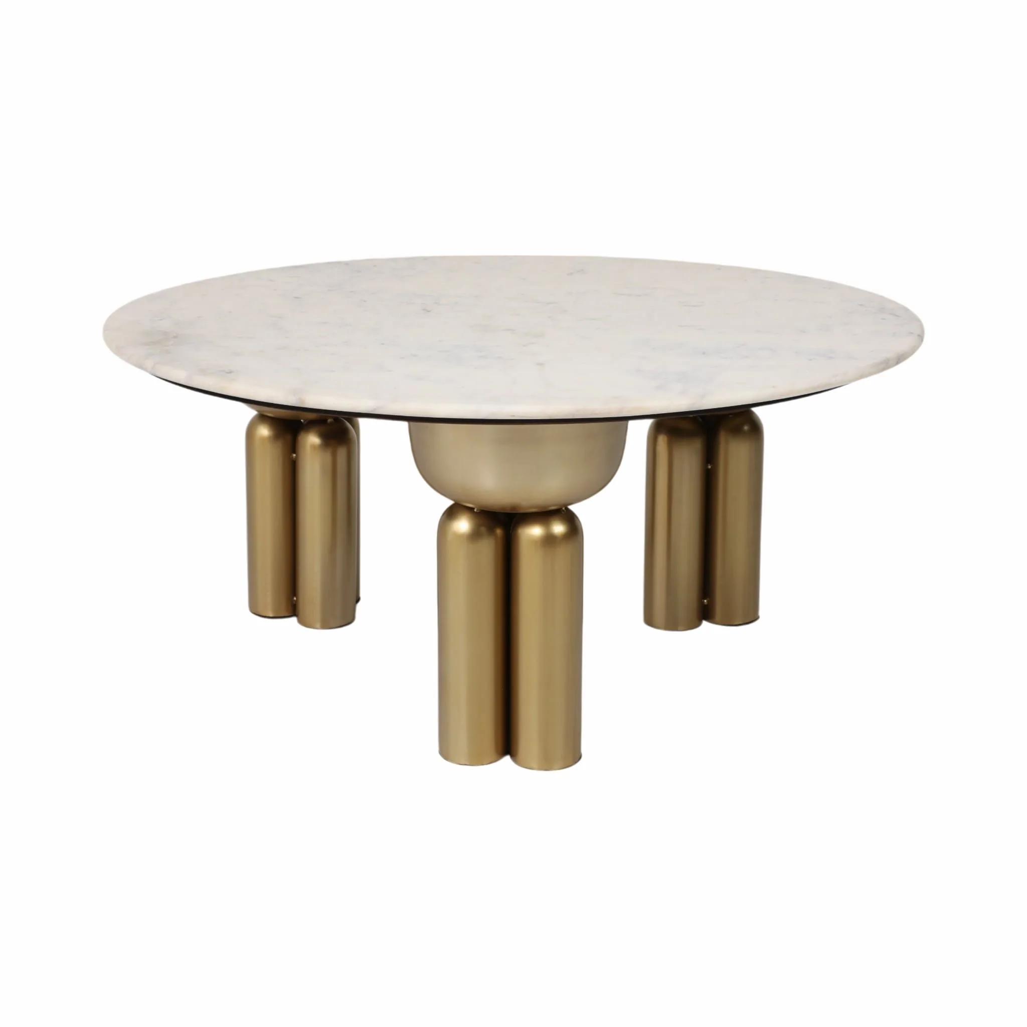 Metal, 36" Marble Top Coffee Table, Gold/white,kd - Image 3