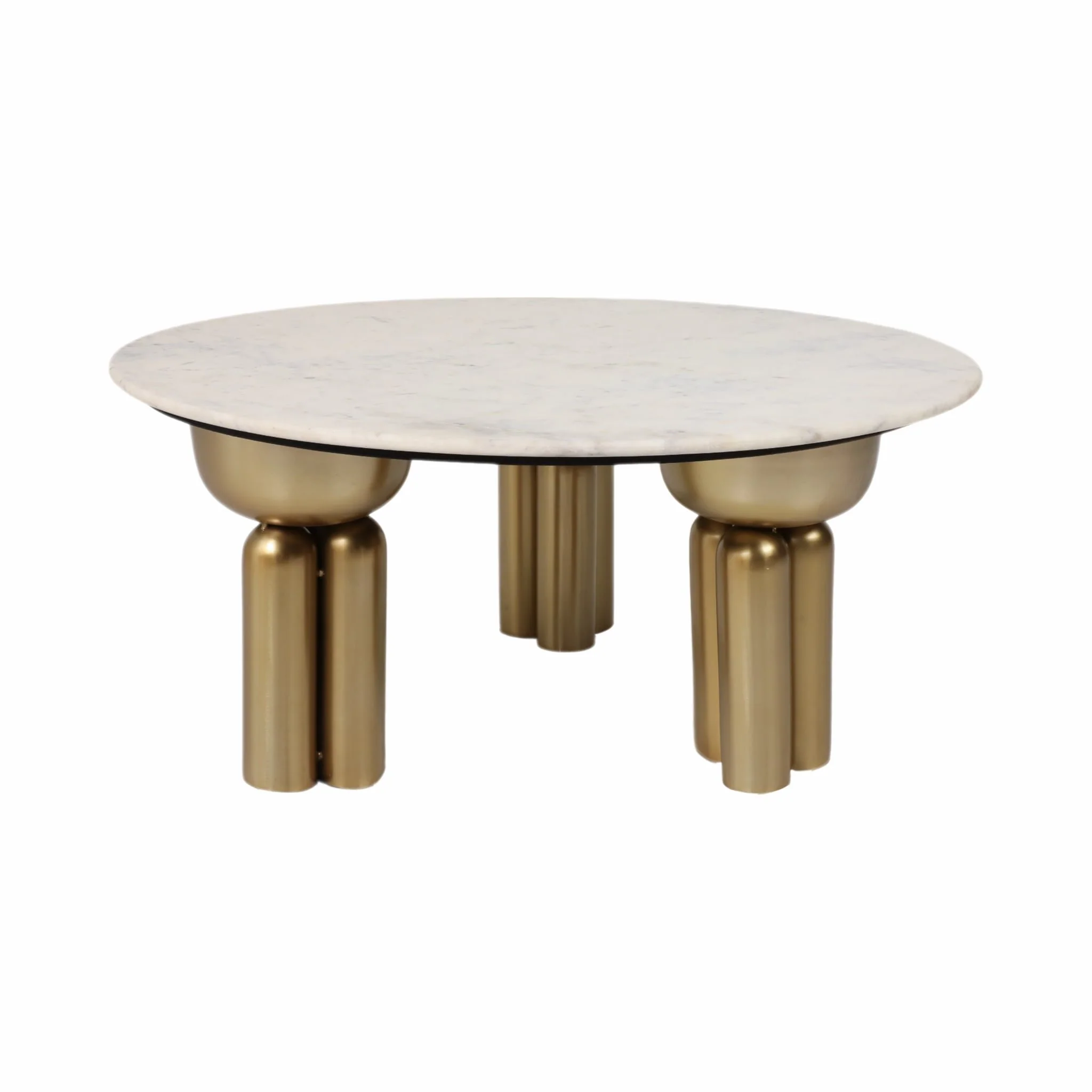 Metal, 36" Marble Top Coffee Table, Gold/white,kd - Image 4