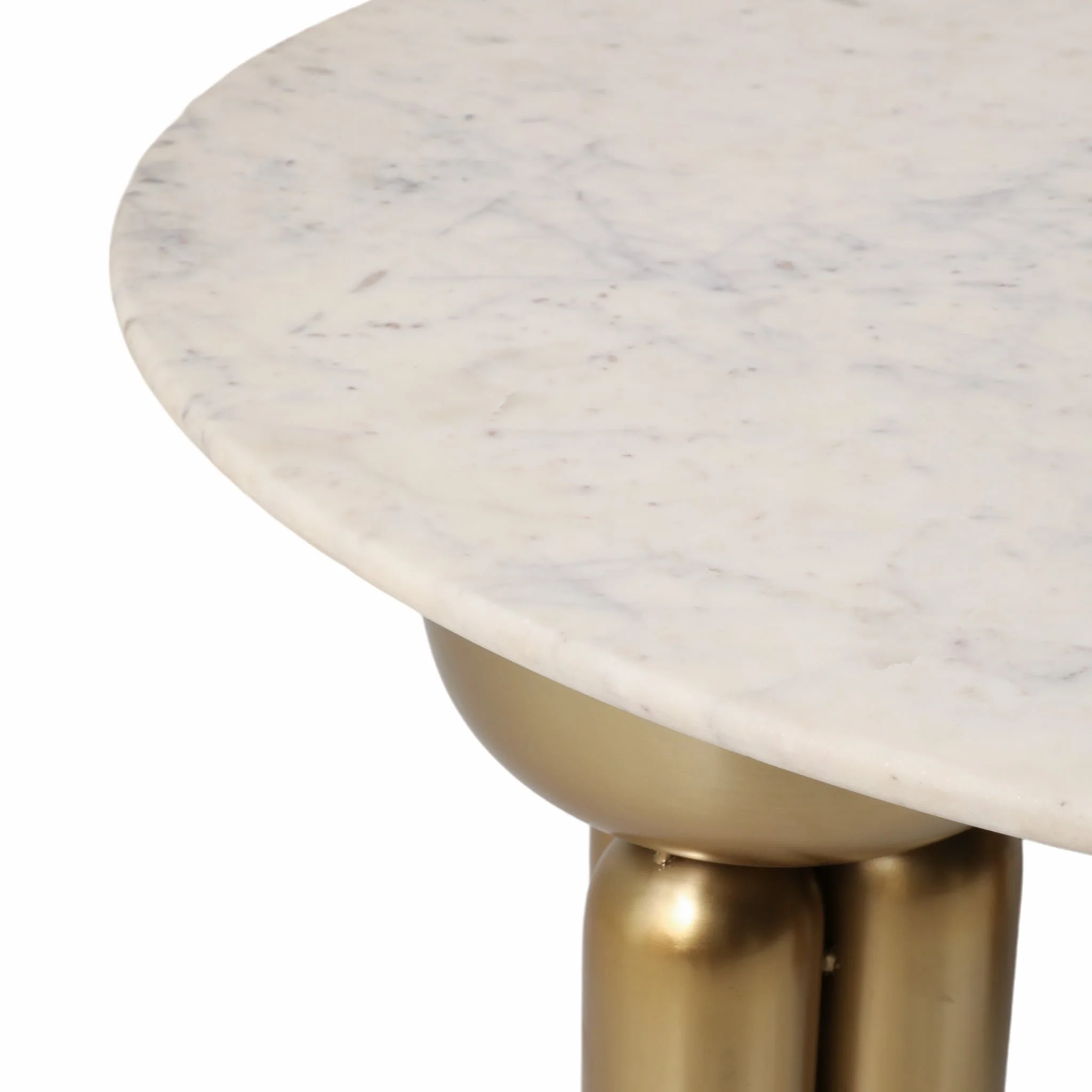 Metal, 36" Marble Top Coffee Table, Gold/white,kd - Image 6