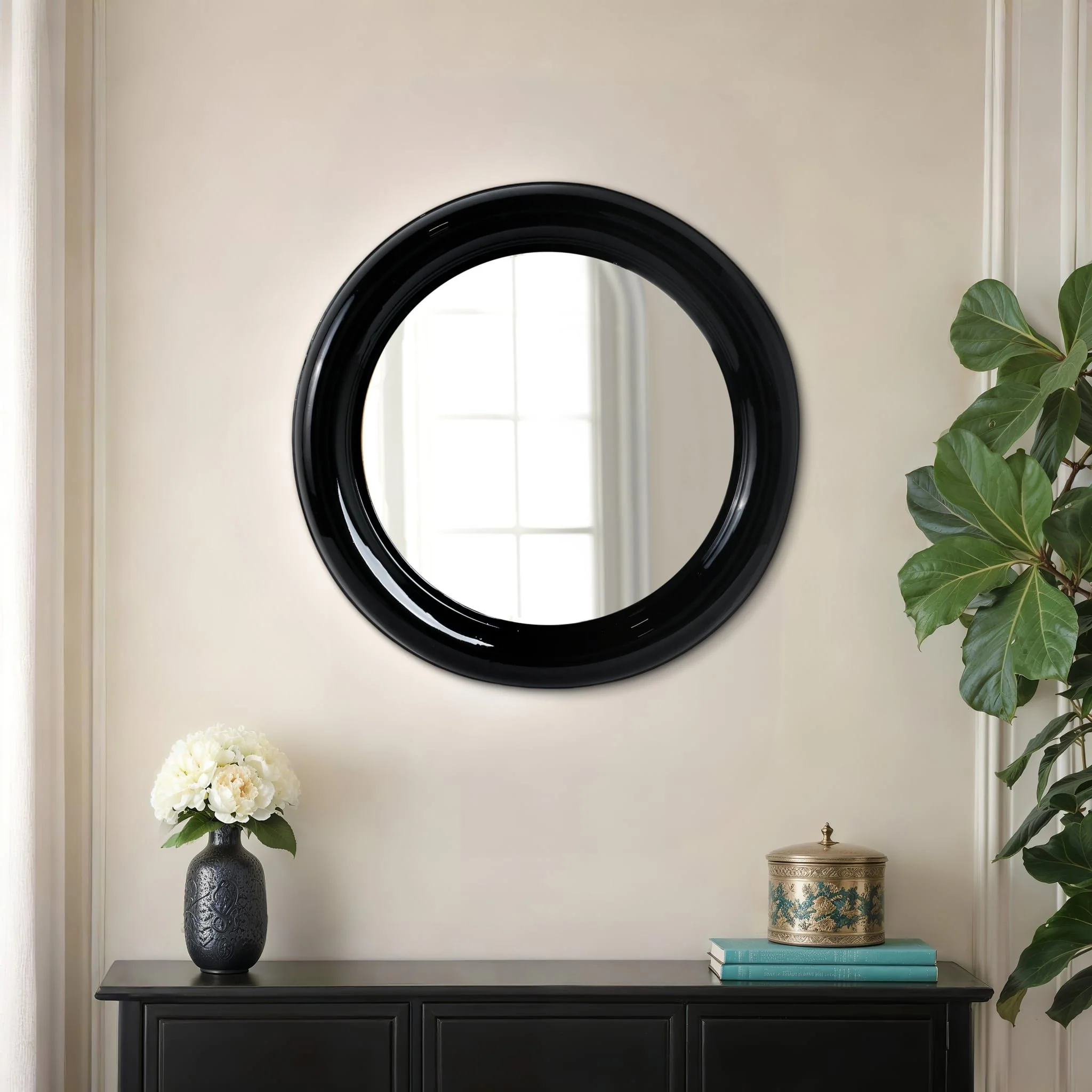 Metal 36" Round Mirror, Black - Image 9
